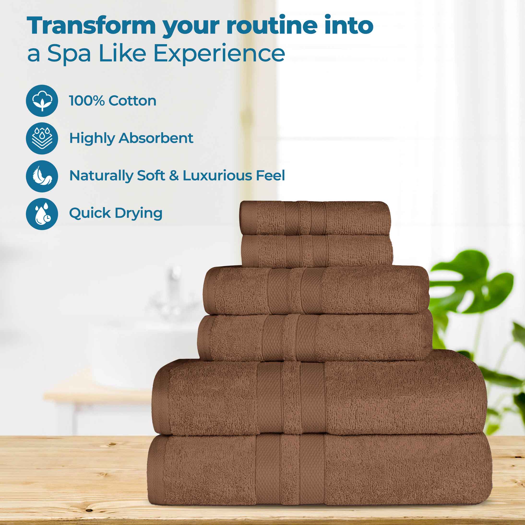 Cotton Ultra Soft 6 Piece Solid Towel Set - Omnigoodsstore