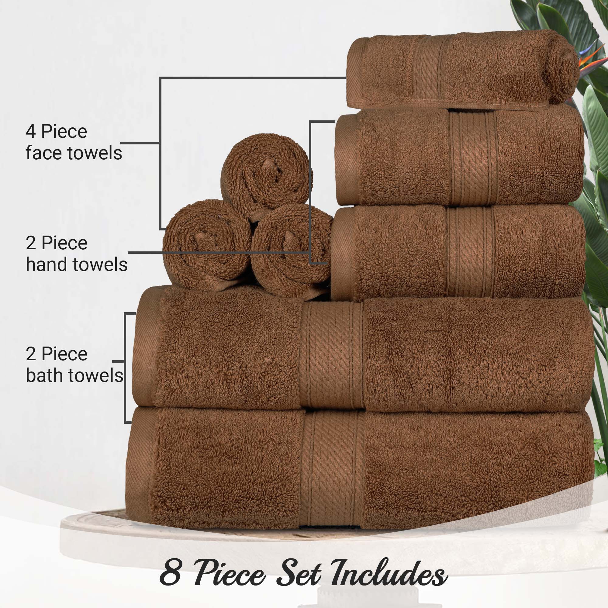 Egyptian Cotton Pile Plush Heavyweight Luxury Soft 8-Piece Towel Set - Omnigoodsstore
