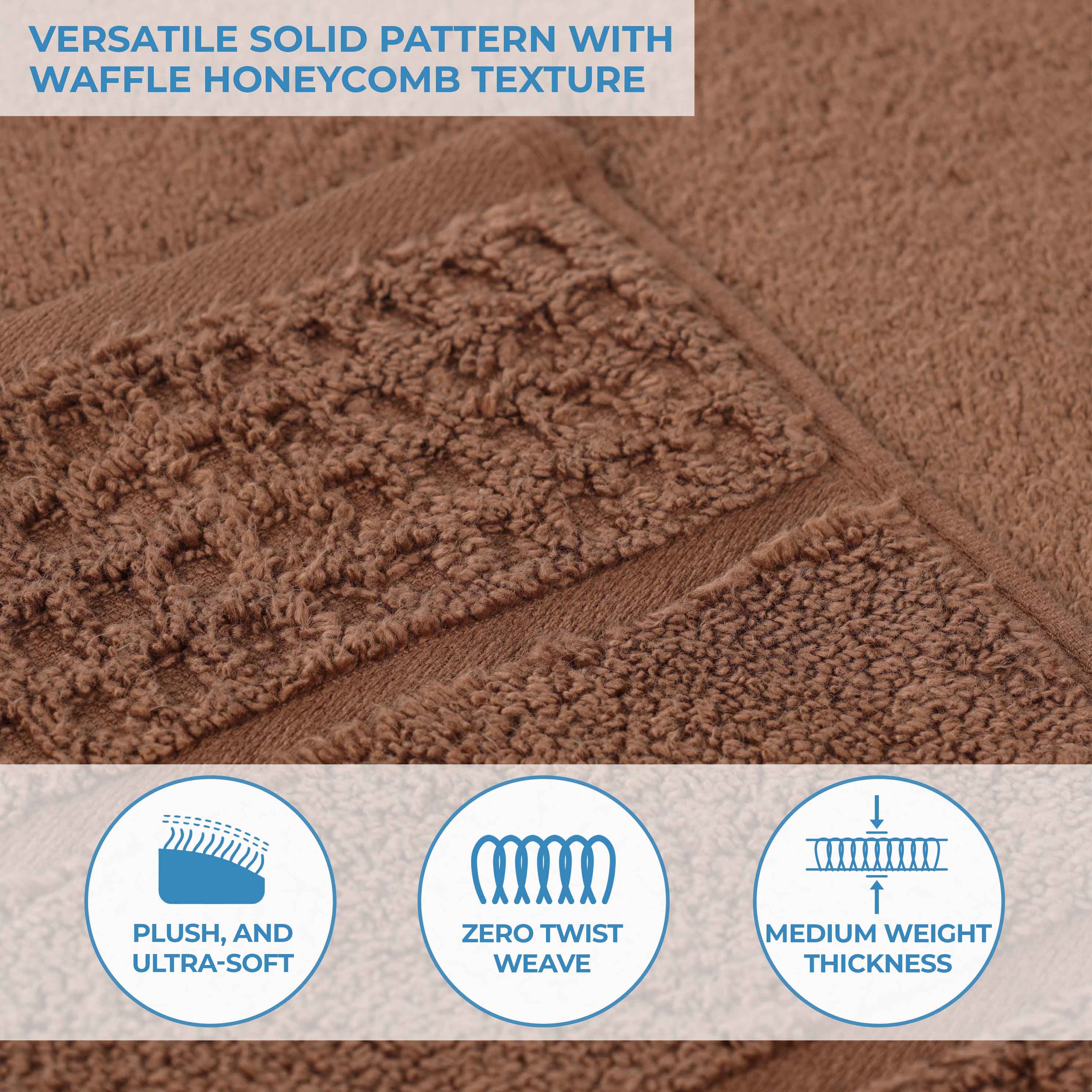 Zero Twist Cotton Waffle Honeycomb Soft Absorbent Hand Towel Set of 6 - Omnigoodsstore