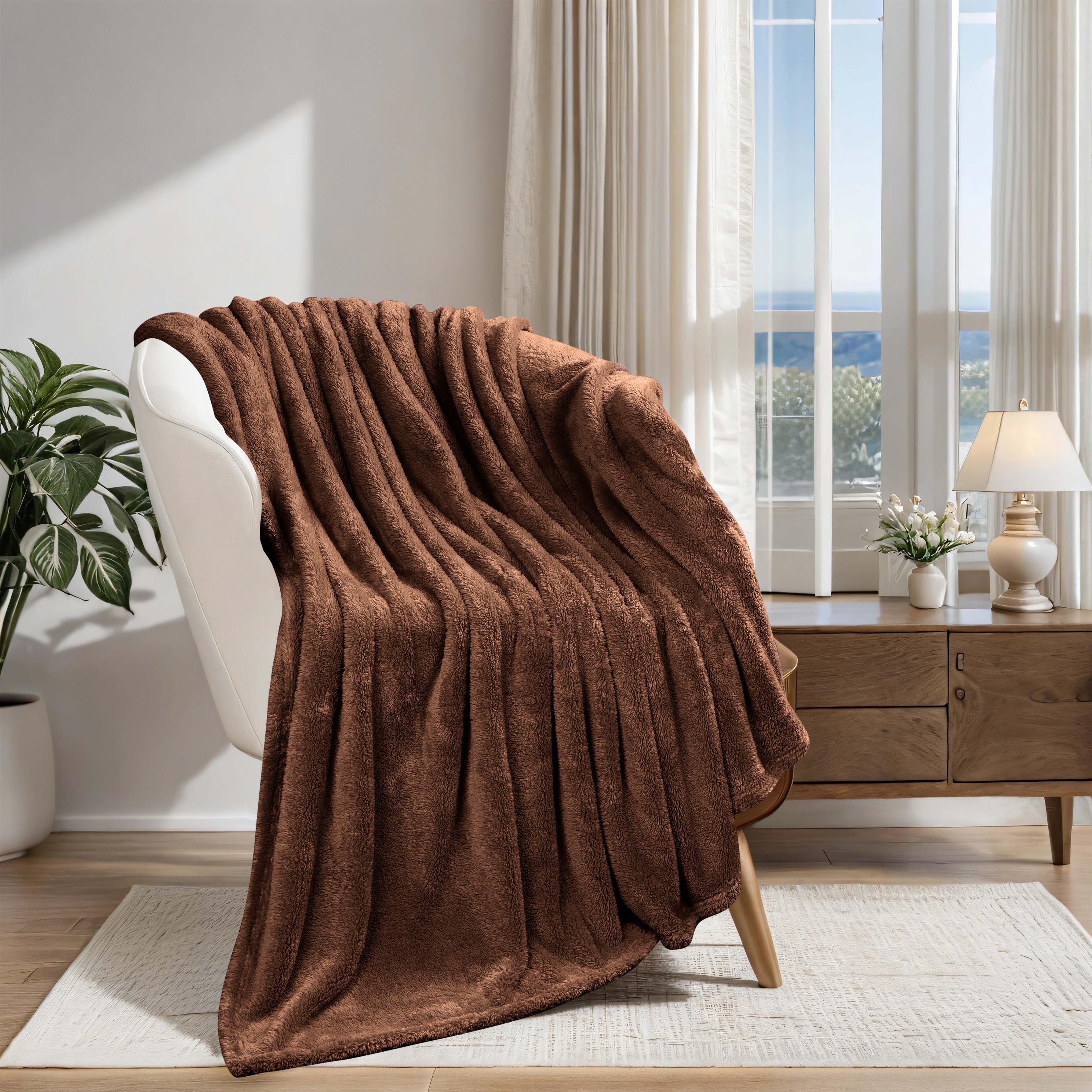 Classic Solid Fleece Plush Medium Weight Fluffy Soft Blanket - Omnigoodsstore