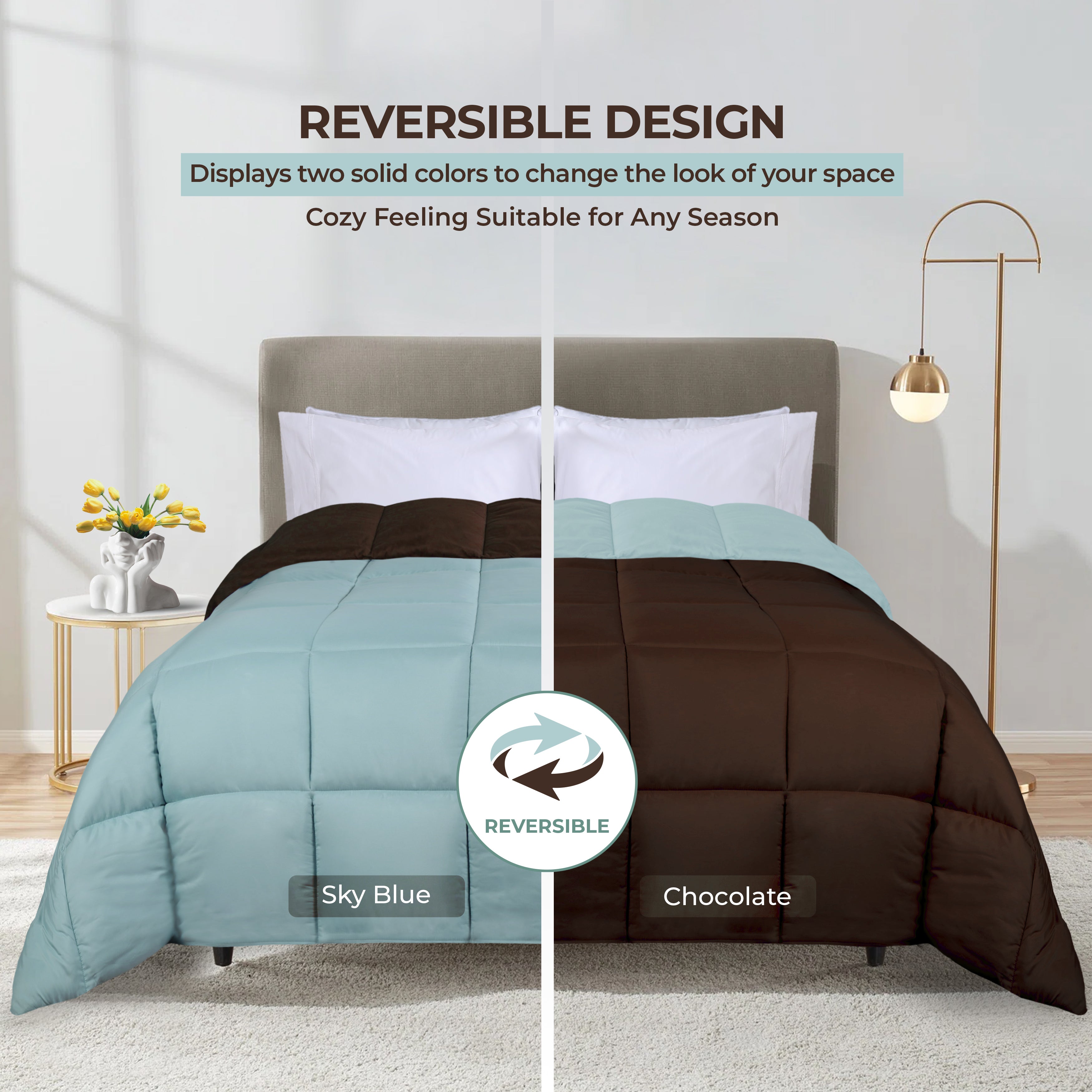 Brushed Microfiber Reversible Comforter - Omnigoodsstore