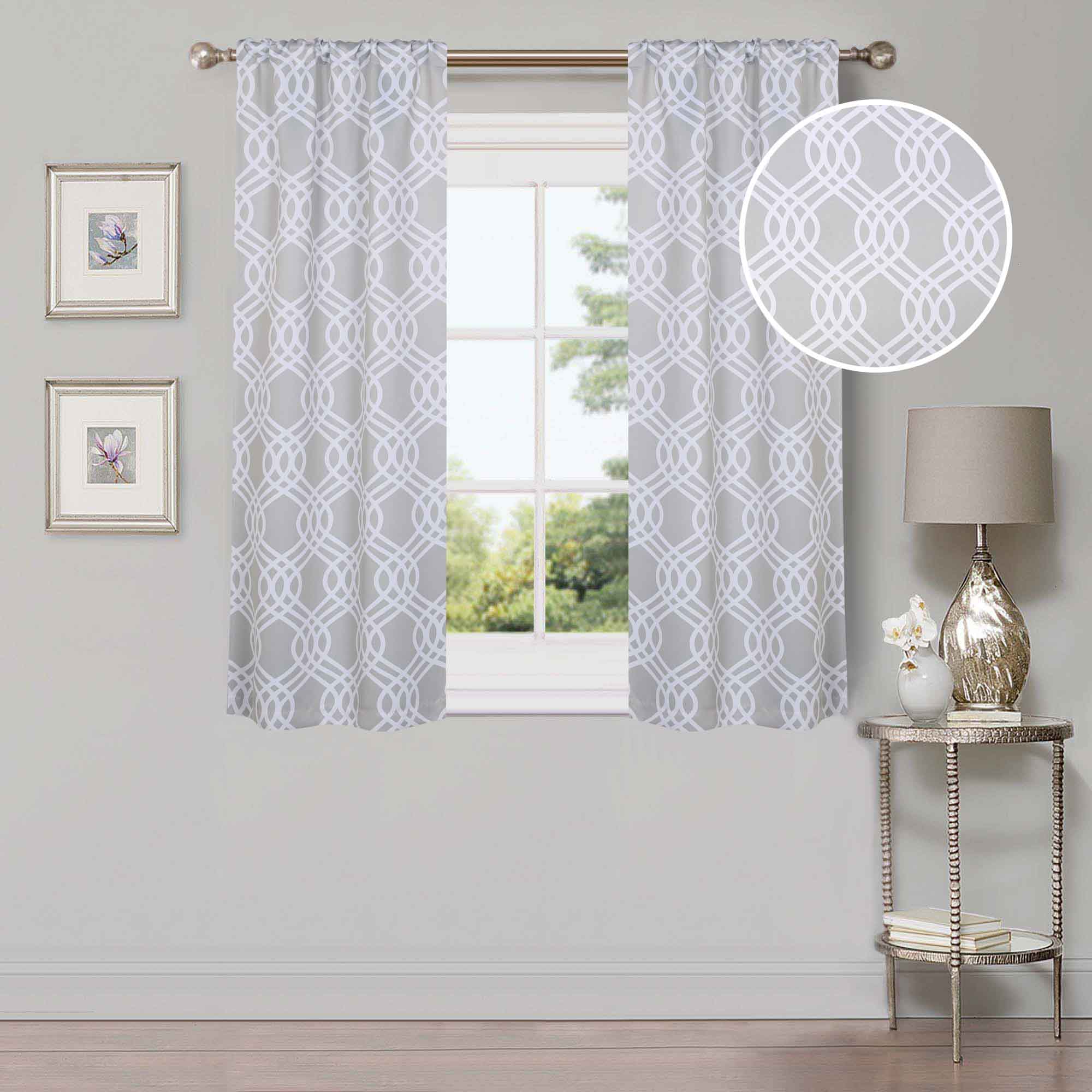 Ribbon Trellis Washable Room Darkening Blackout Curtain Panel Set - Omnigoodsstore