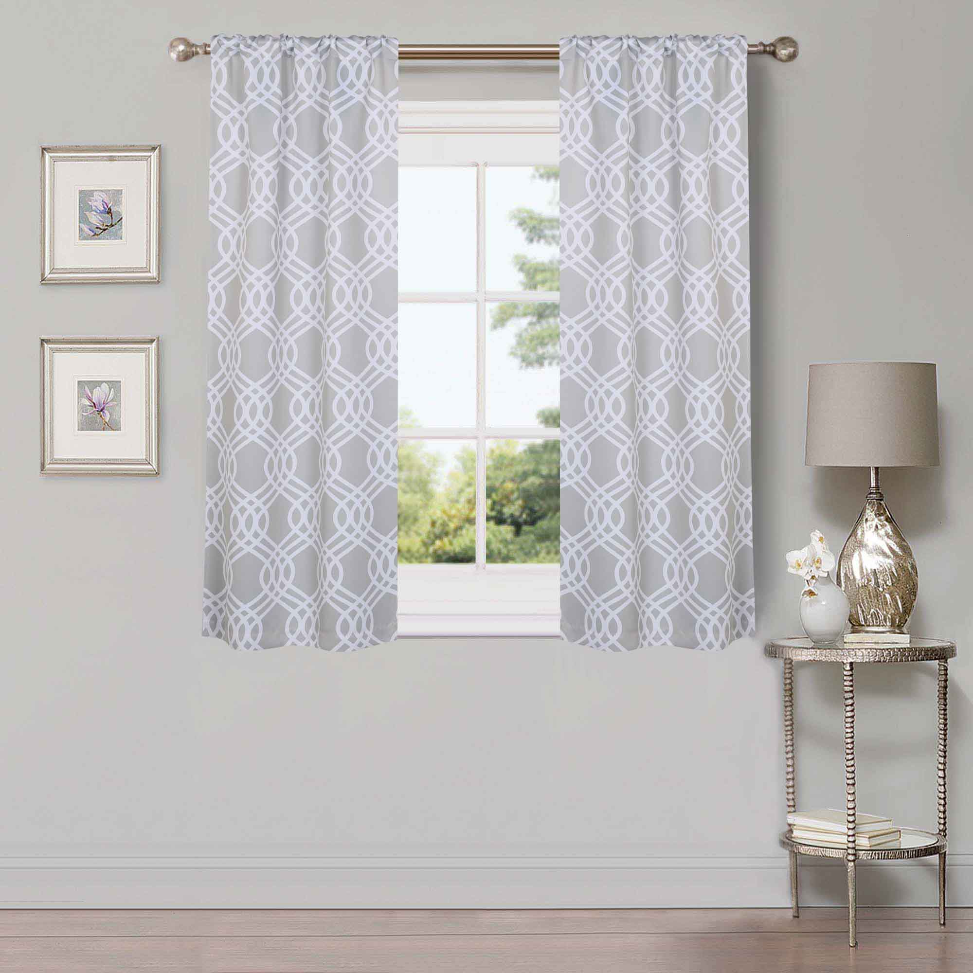 Ribbon Trellis Washable Room Darkening Blackout Curtain Panel Set - Omnigoodsstore