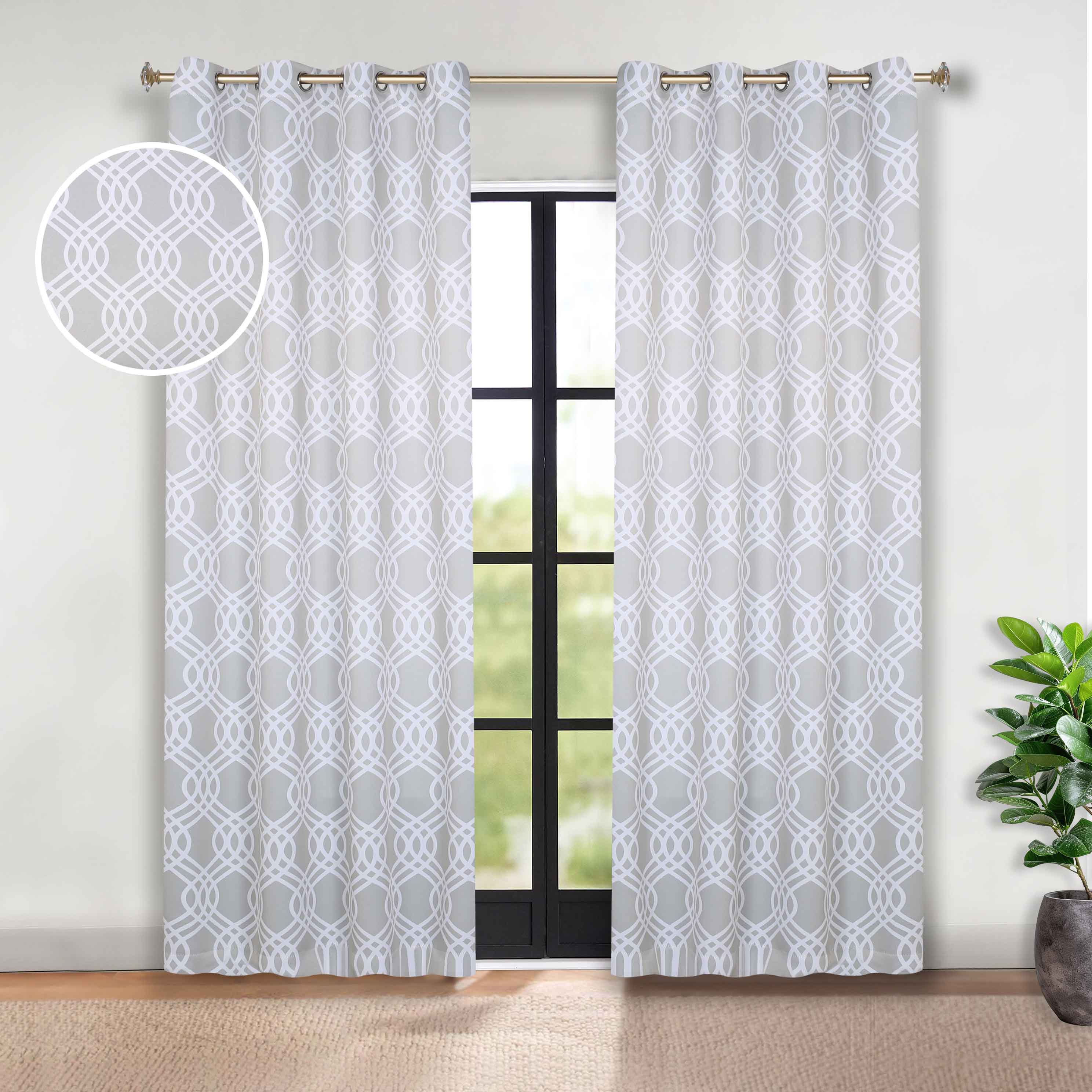 Ribbon Trellis Washable Room Darkening Blackout Curtain Panel Set - Omnigoodsstore