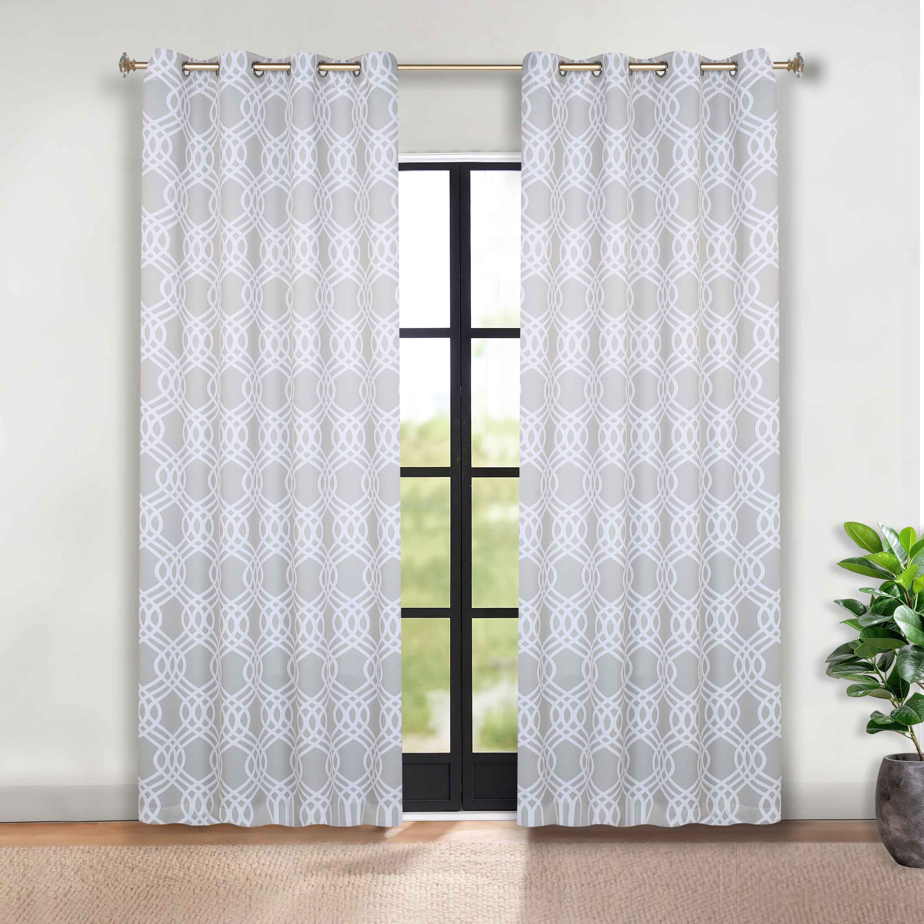 Ribbon Trellis Washable Room Darkening Blackout Curtain Panel Set - Omnigoodsstore