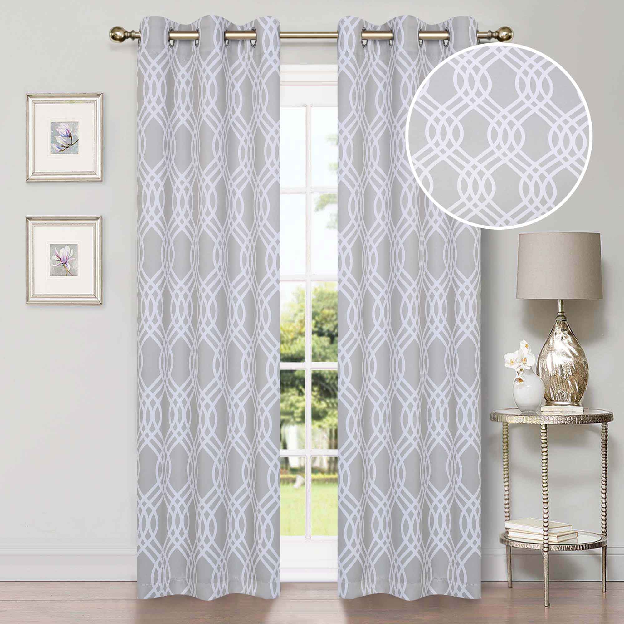 Ribbon Trellis Washable Room Darkening Blackout Curtain Panel Set - Omnigoodsstore