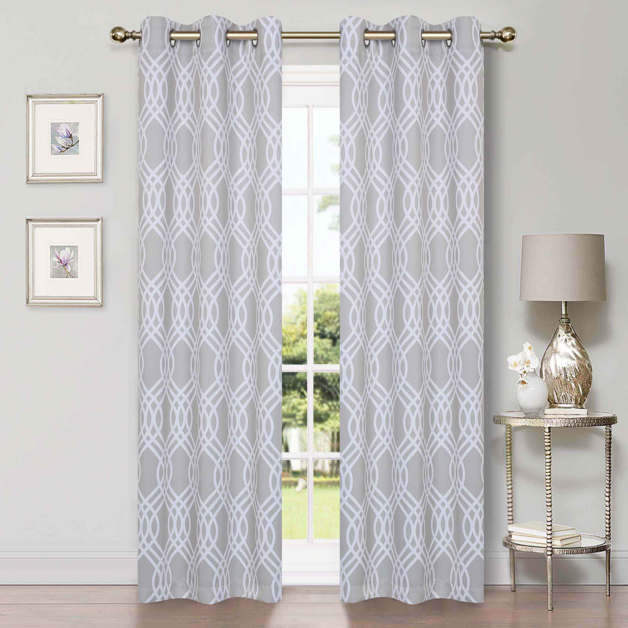 Ribbon Trellis Washable Room Darkening Blackout Curtain Panel Set - Omnigoodsstore