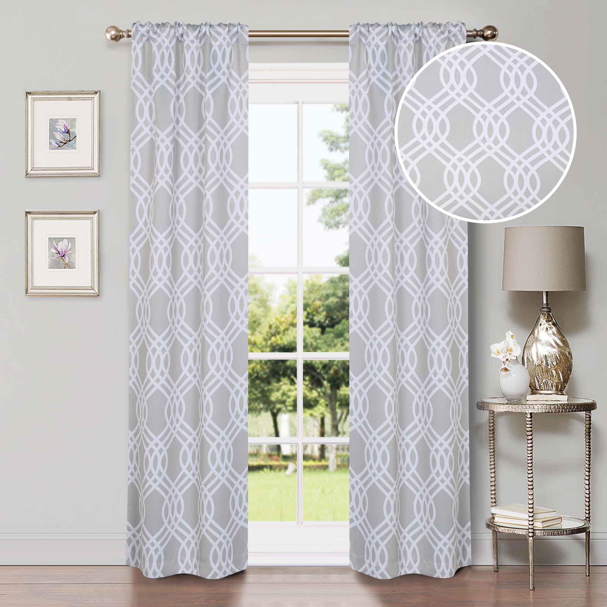 Ribbon Trellis Washable Room Darkening Blackout Curtain Panel Set - Omnigoodsstore