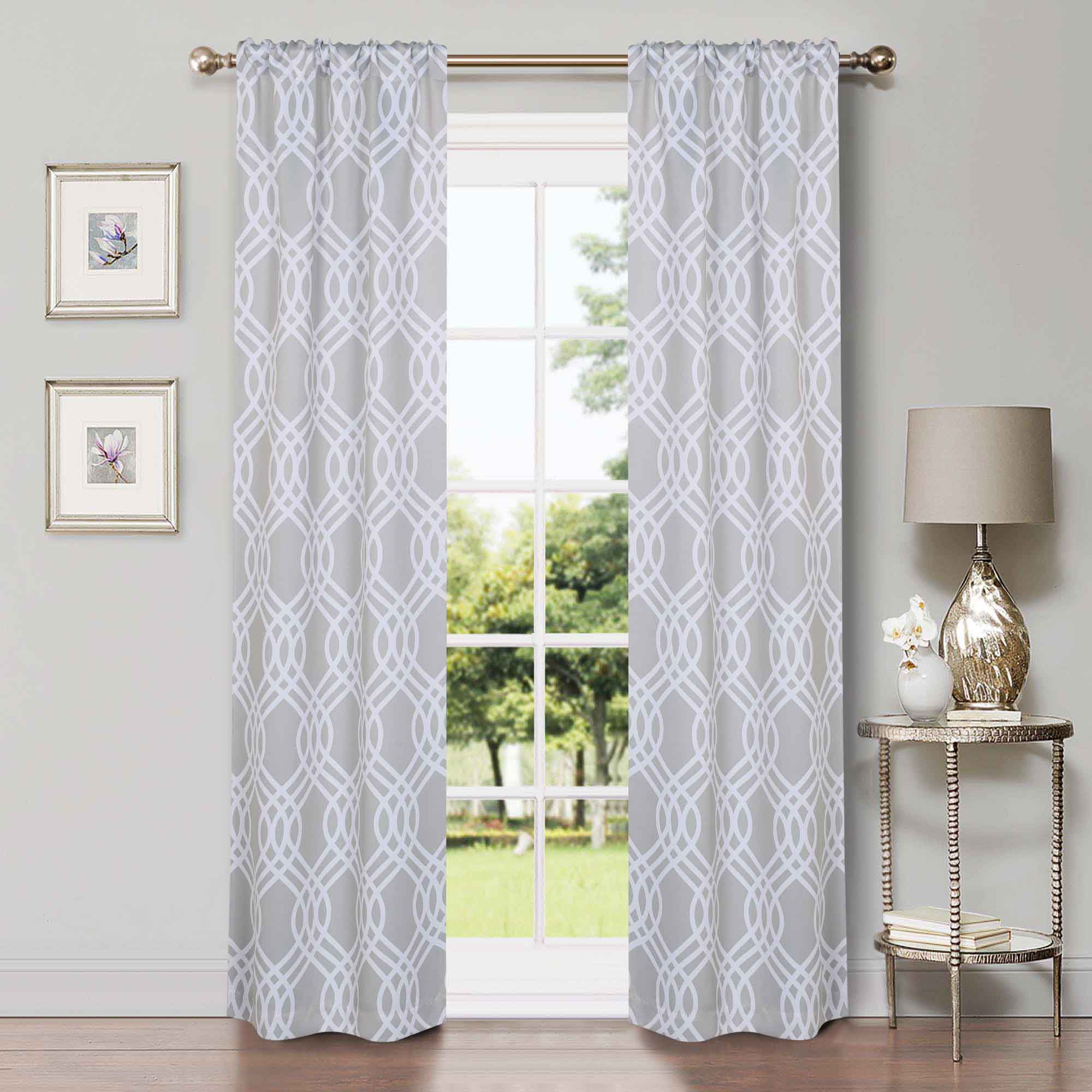 Ribbon Trellis Washable Room Darkening Blackout Curtain Panel Set - Omnigoodsstore