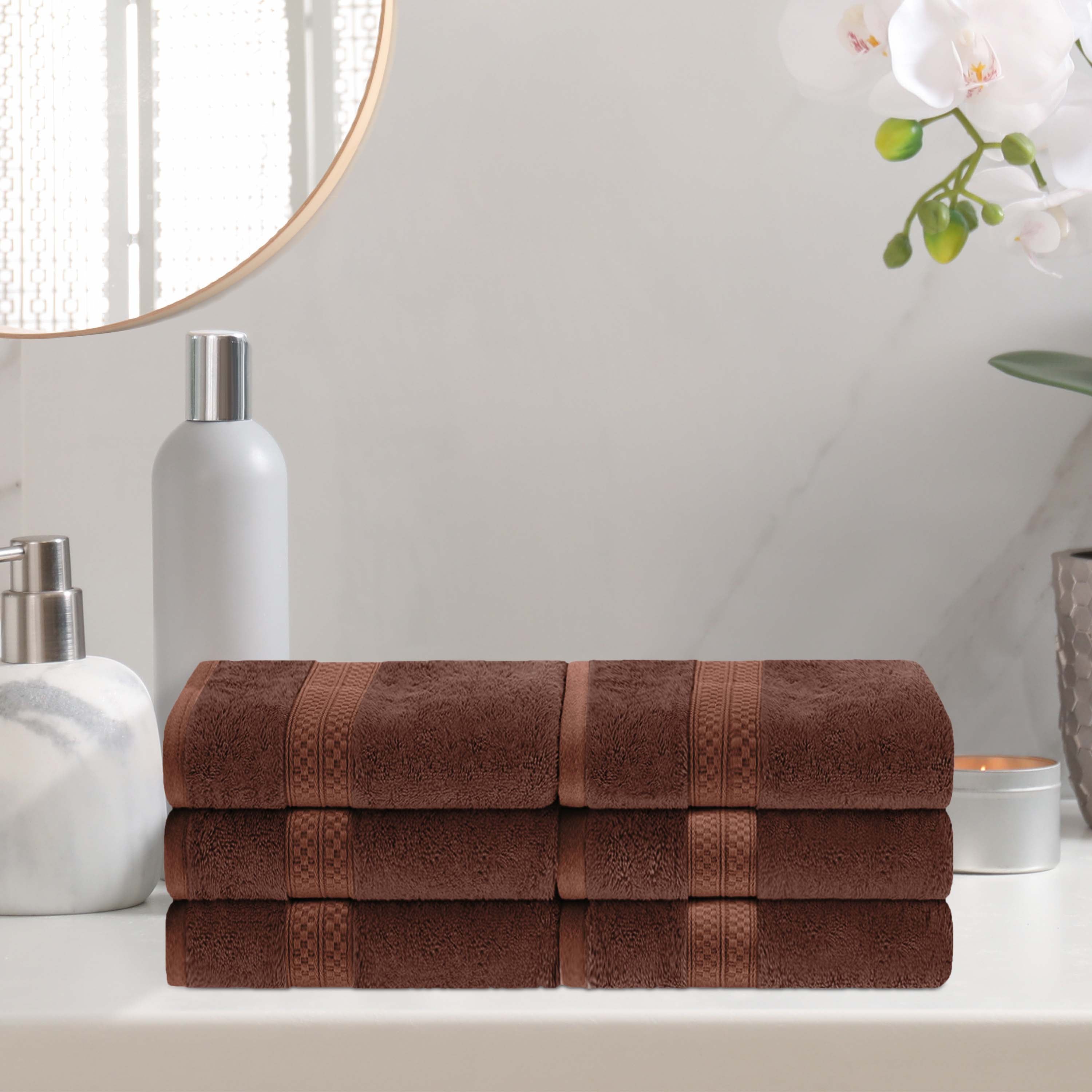 Rayon from Bamboo Blend Solid 6 Piece Hand Towel Set - Omnigoodsstore