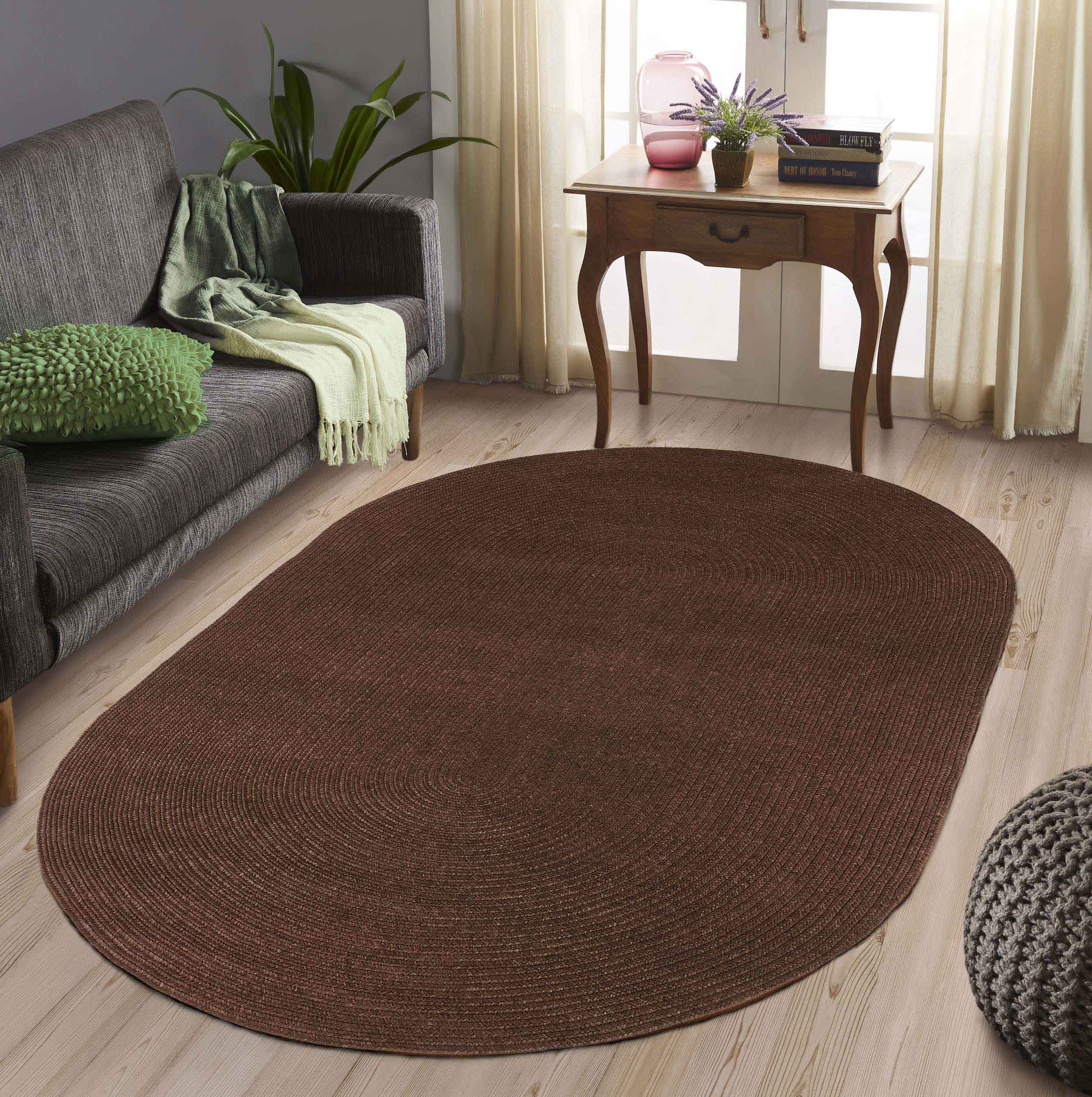 Classic Braided Area Rug Indoor Outdoor Rugs Oval - Omnigoodsstore