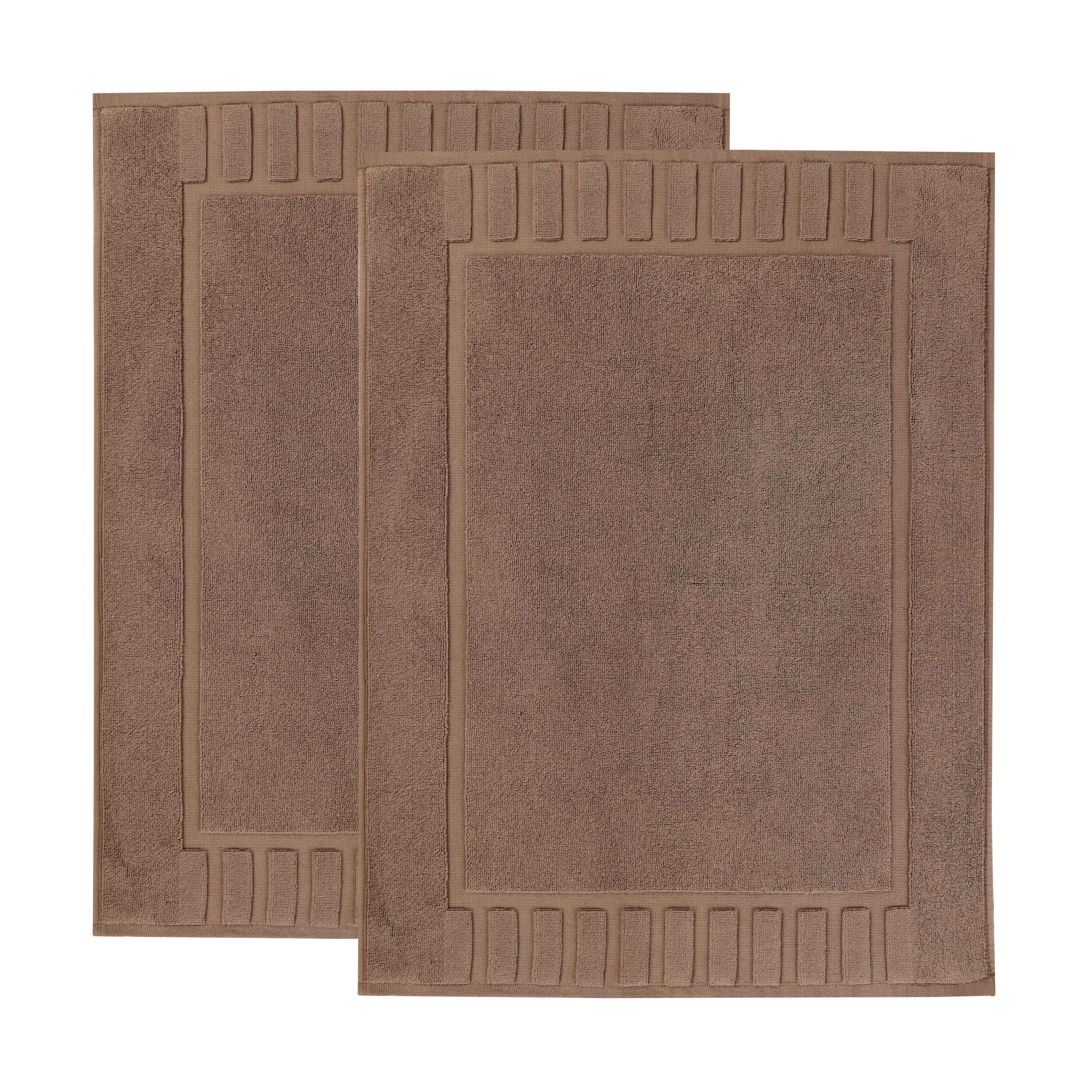 Leo Cotton Solid Modern Geometric Border Absorbent Bath Mat, Set of 2 - Omnigoodsstore