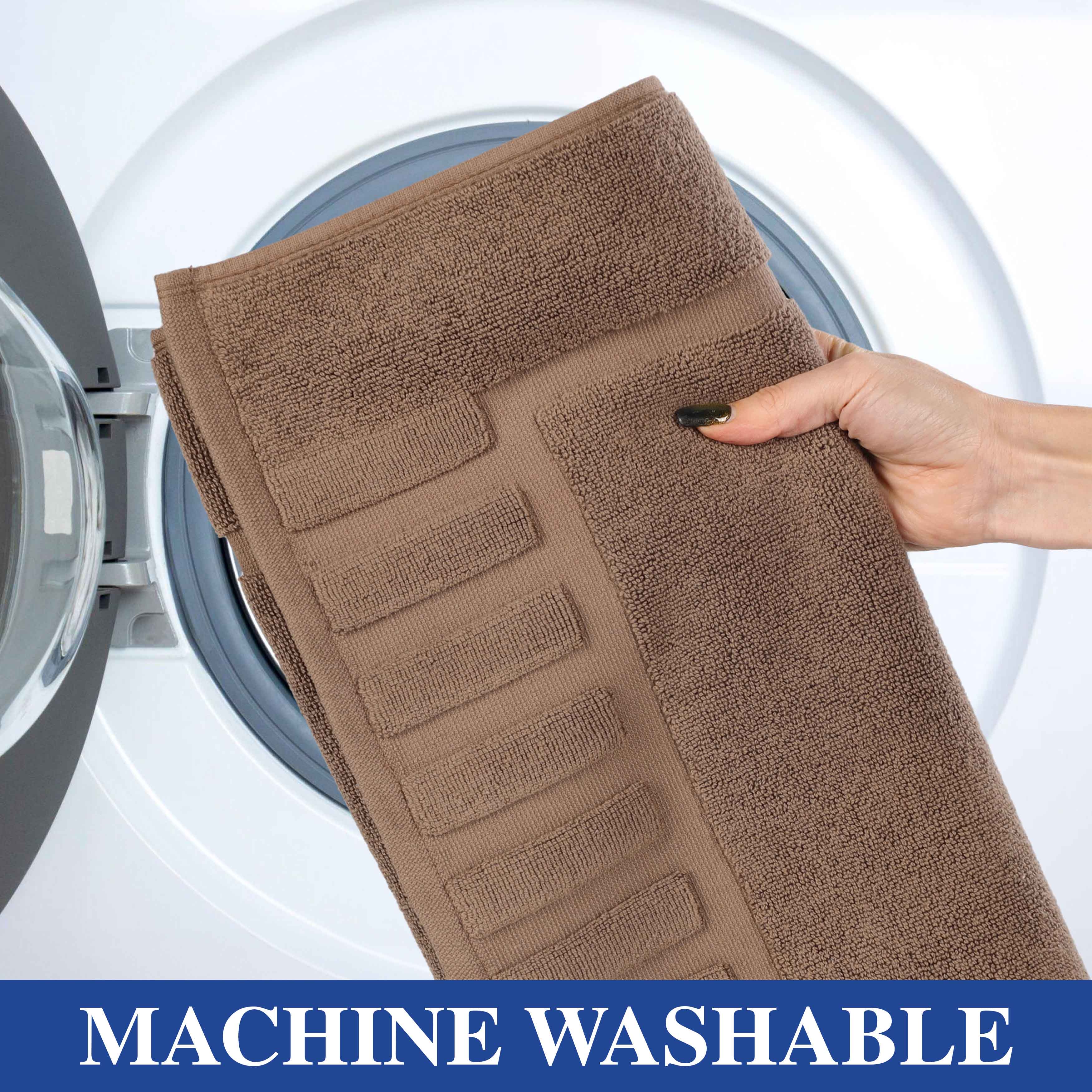 Leo Cotton Solid Modern Geometric Border Absorbent Bath Mat, Set of 2 - Omnigoodsstore