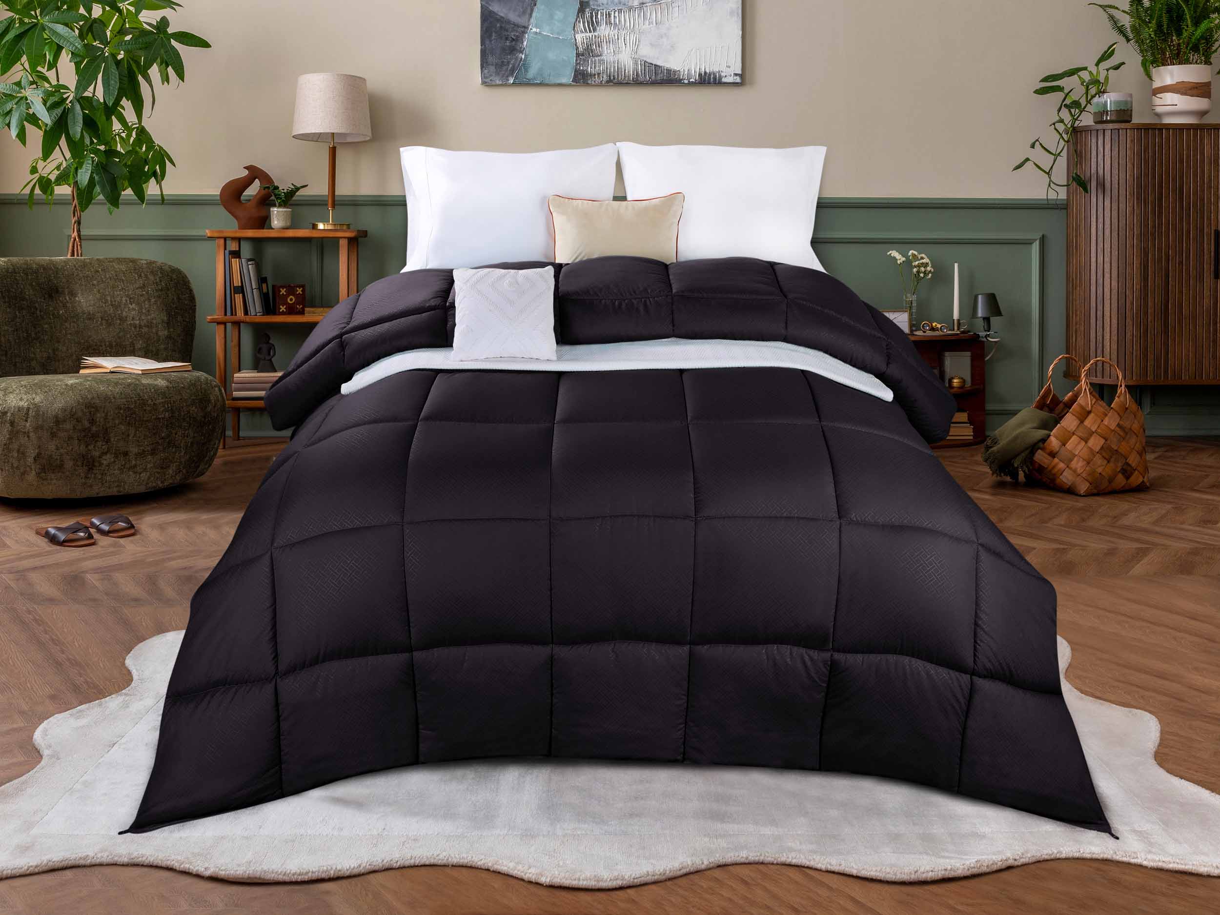 Basketweave Plush Monochrome Down Alternative Comforter - Omnigoodsstore