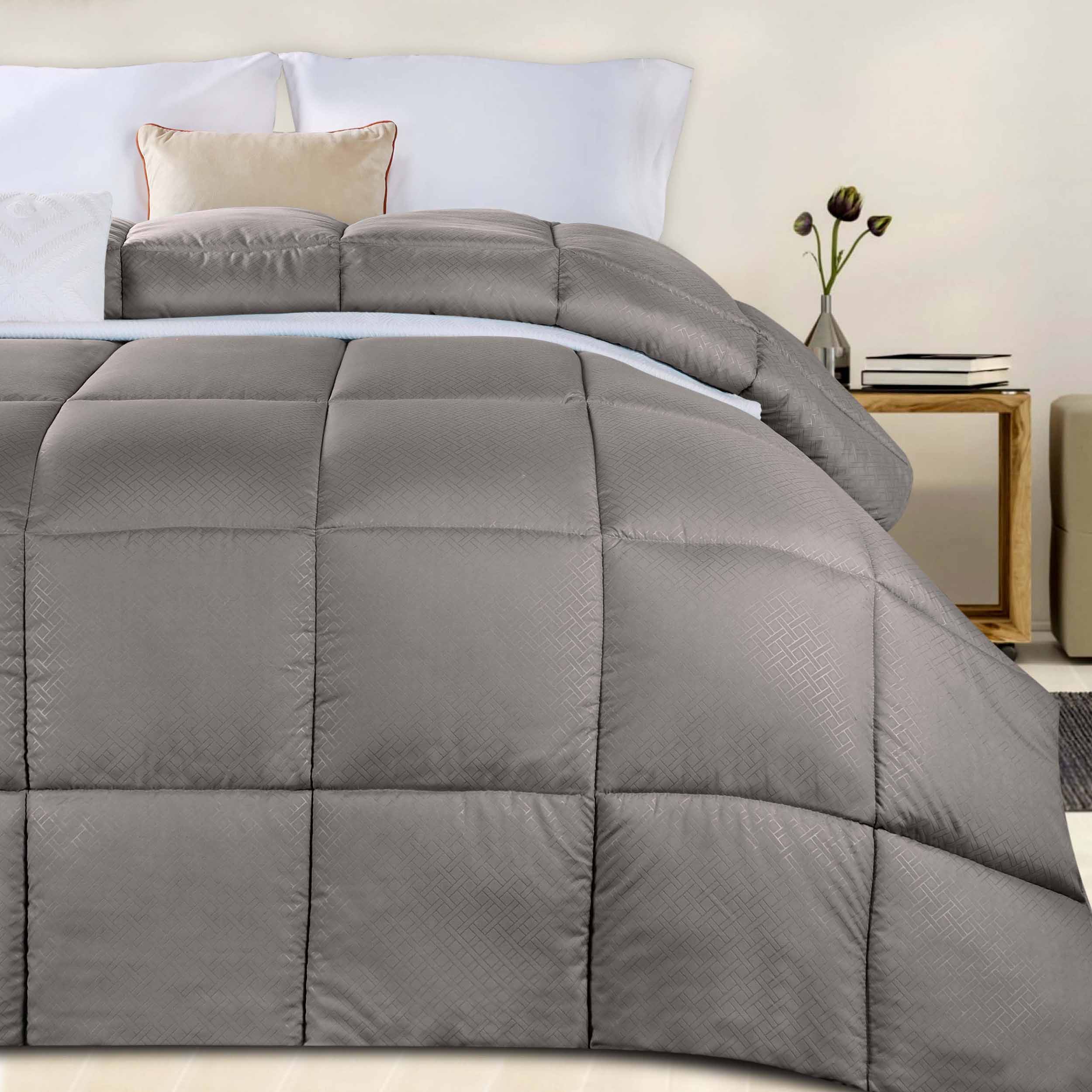 Basketweave Plush Monochrome Down Alternative Comforter - Omnigoodsstore