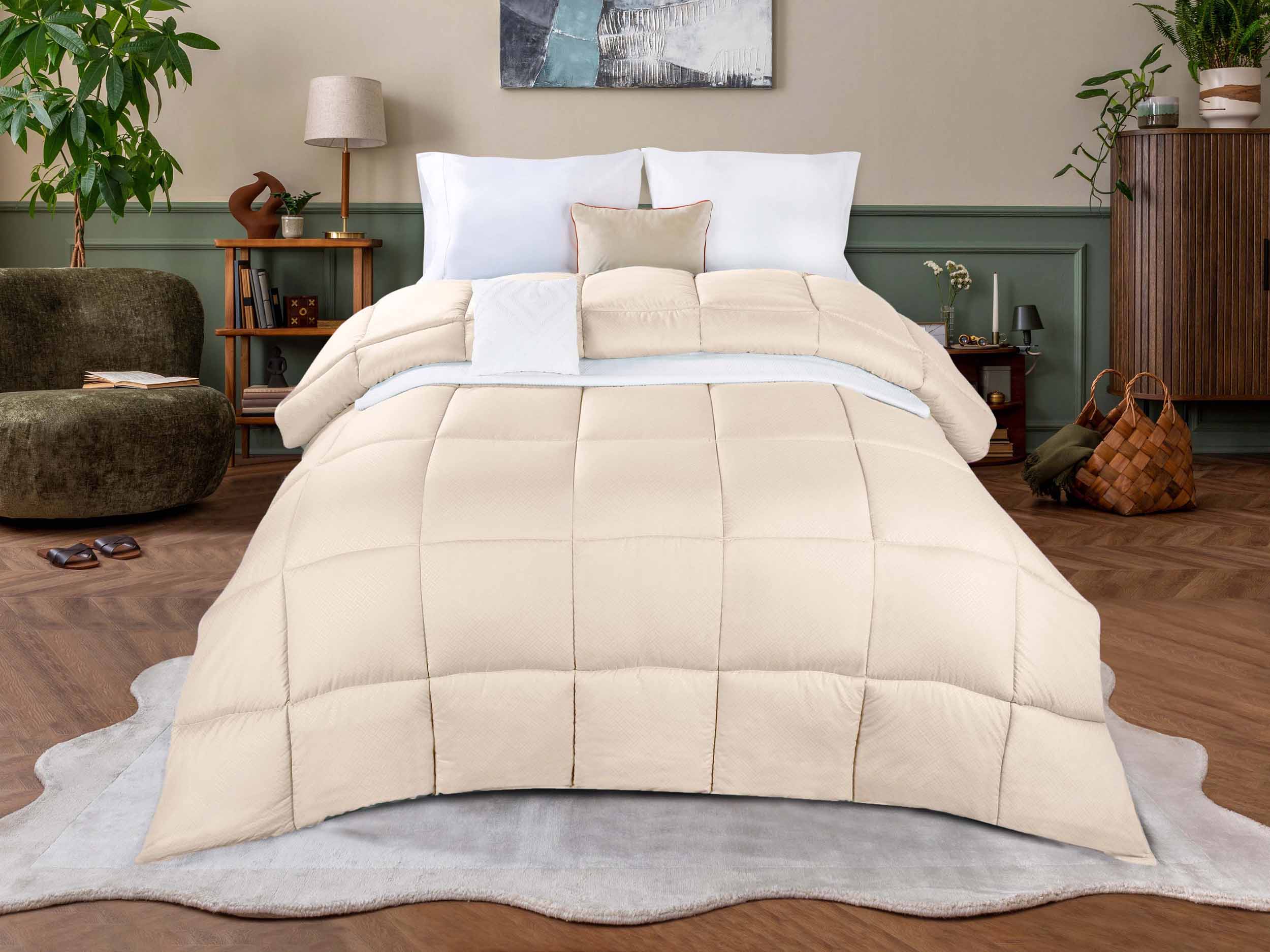 Basketweave Plush Monochrome Down Alternative Comforter - Omnigoodsstore