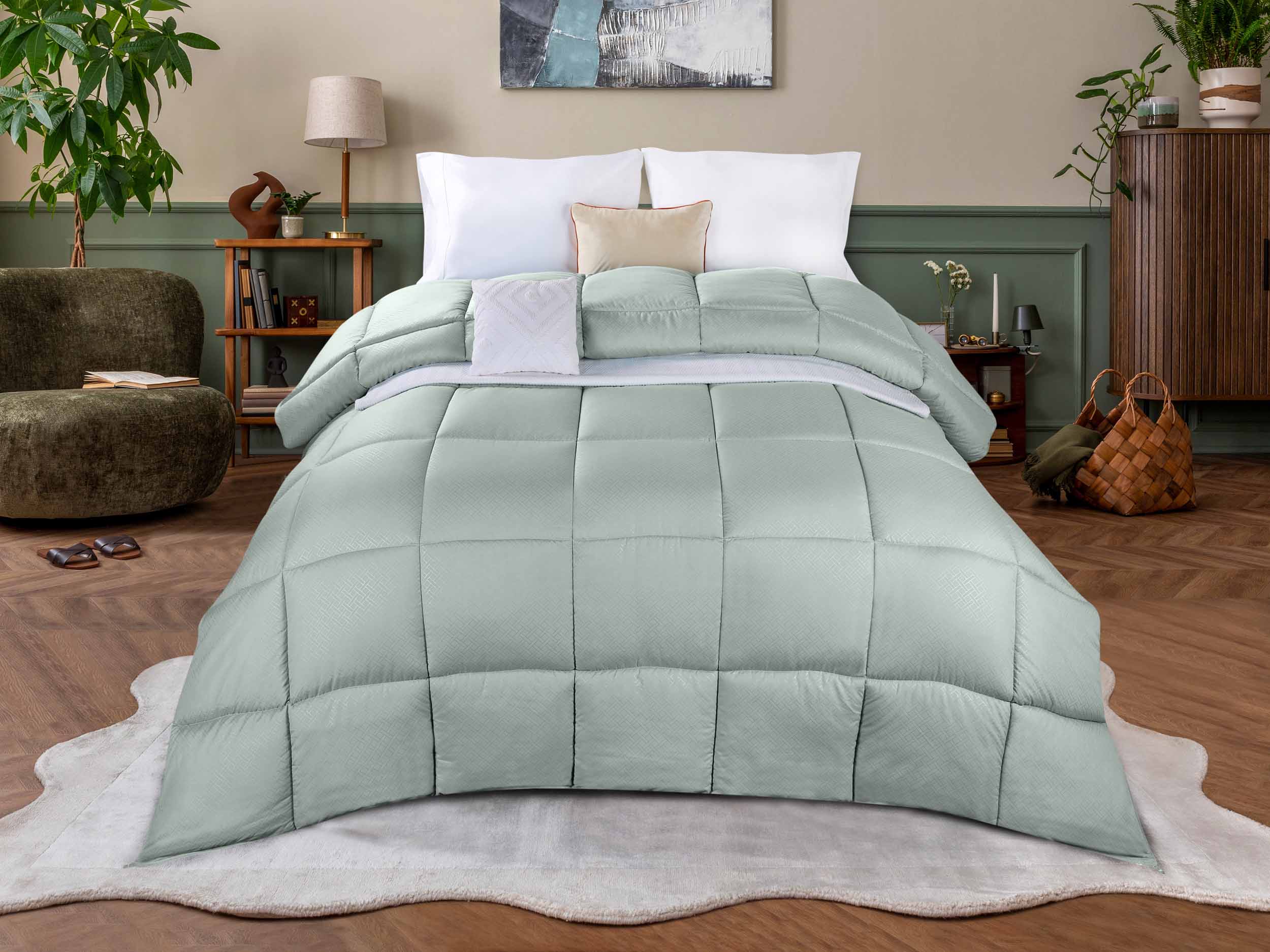 Basketweave Plush Monochrome Down Alternative Comforter - Omnigoodsstore