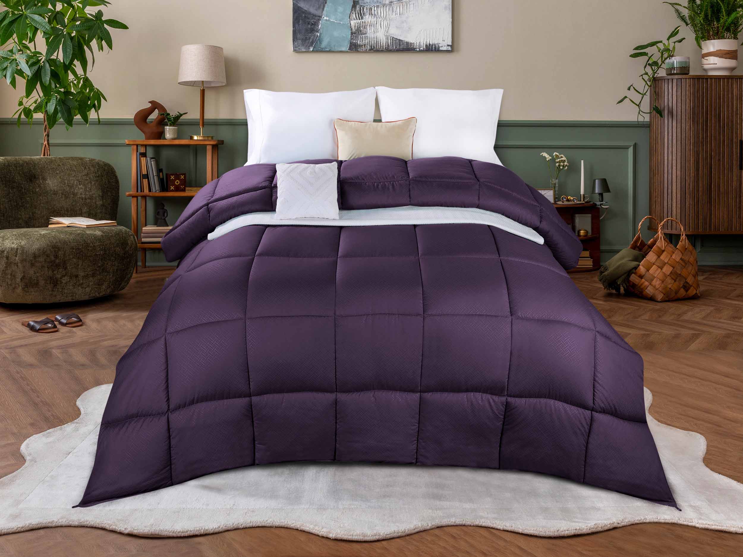 Basketweave Plush Monochrome Down Alternative Comforter - Omnigoodsstore