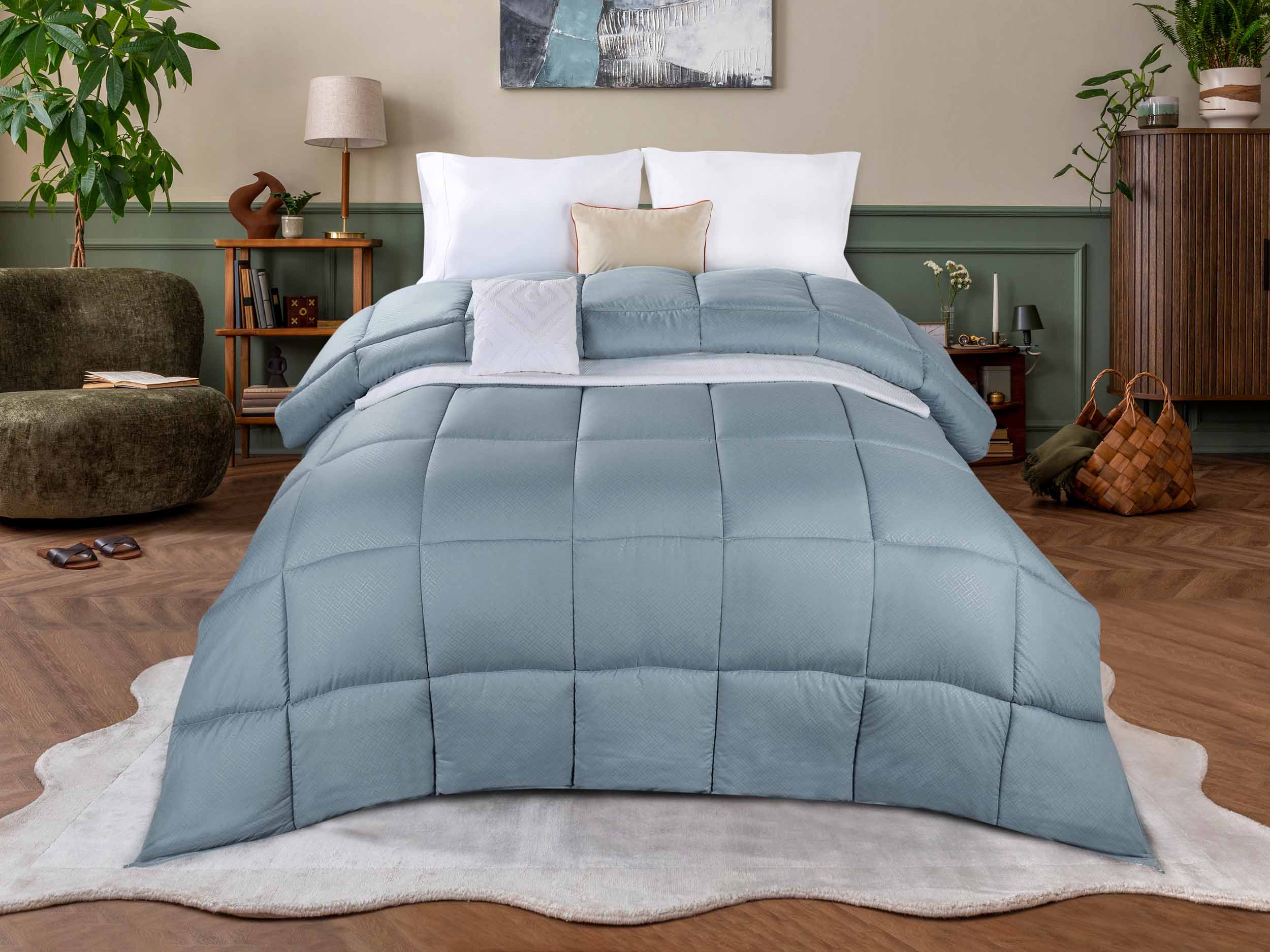 Basketweave Plush Monochrome Down Alternative Comforter - Omnigoodsstore