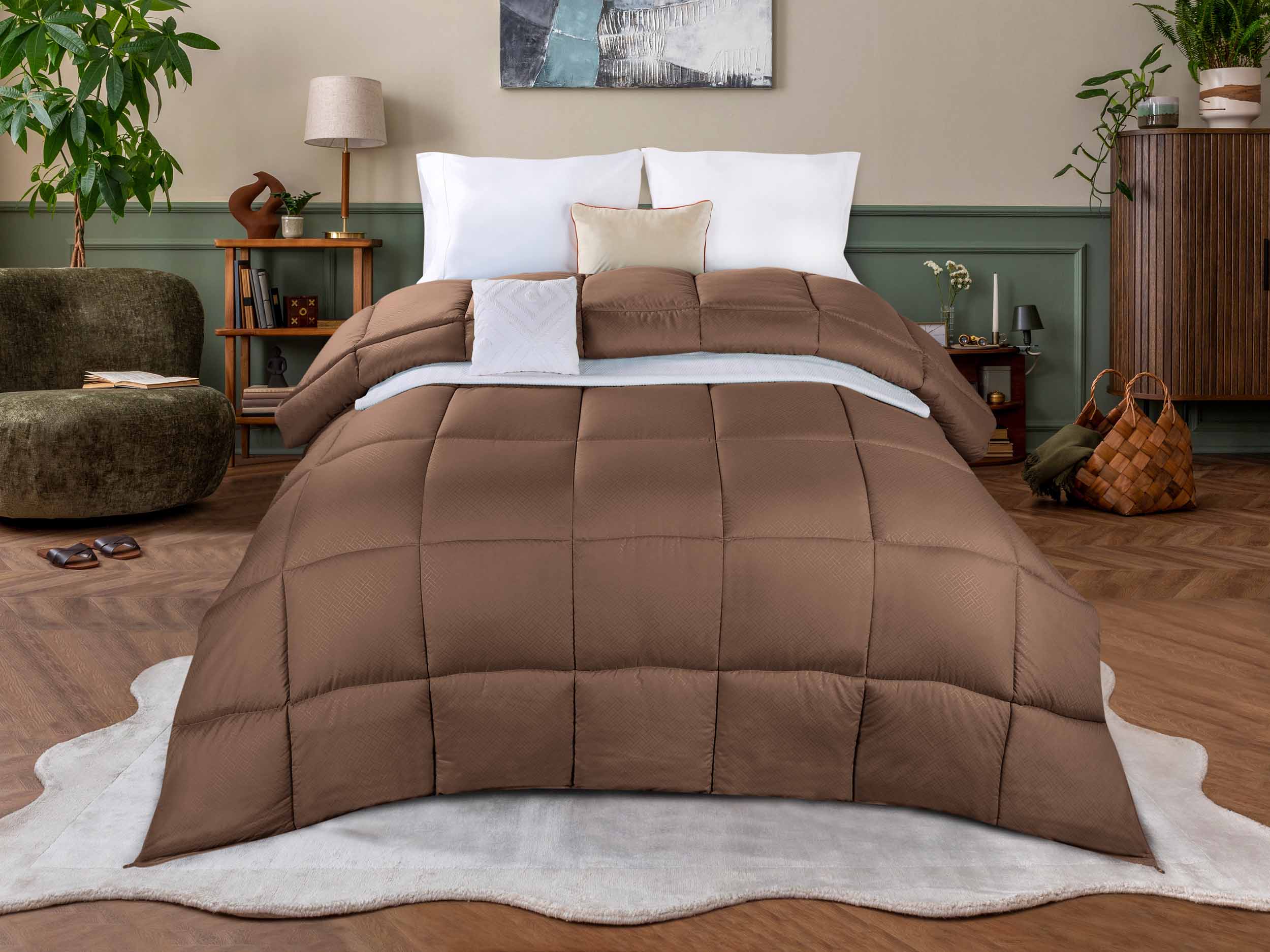 Basketweave Plush Monochrome Down Alternative Comforter - Omnigoodsstore