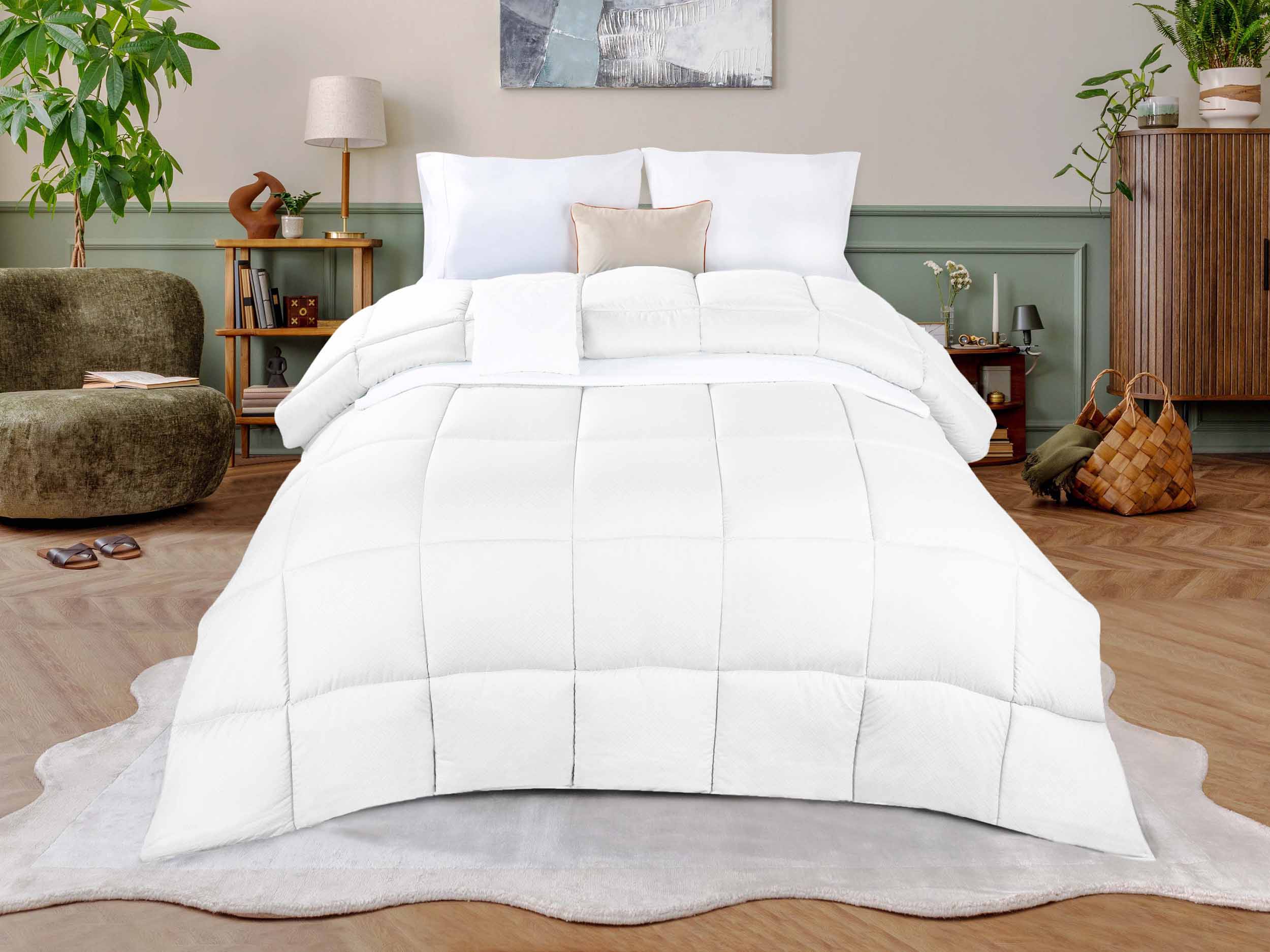 Basketweave Plush Monochrome Down Alternative Comforter - Omnigoodsstore