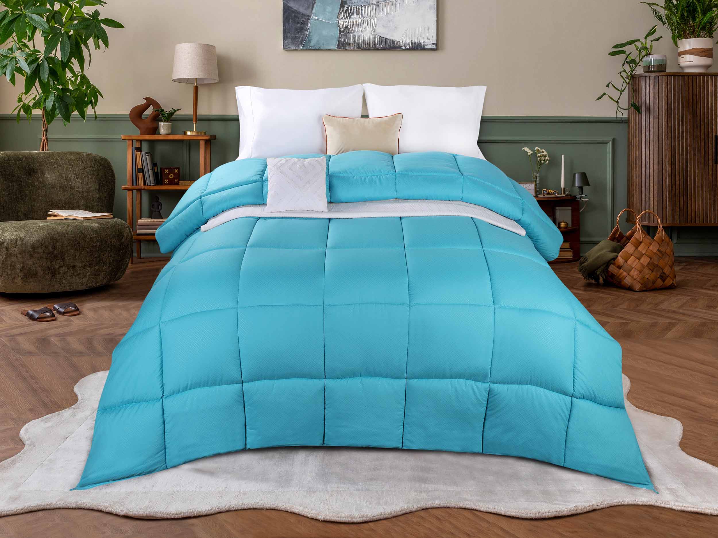 Basketweave Plush Monochrome Down Alternative Comforter - Omnigoodsstore