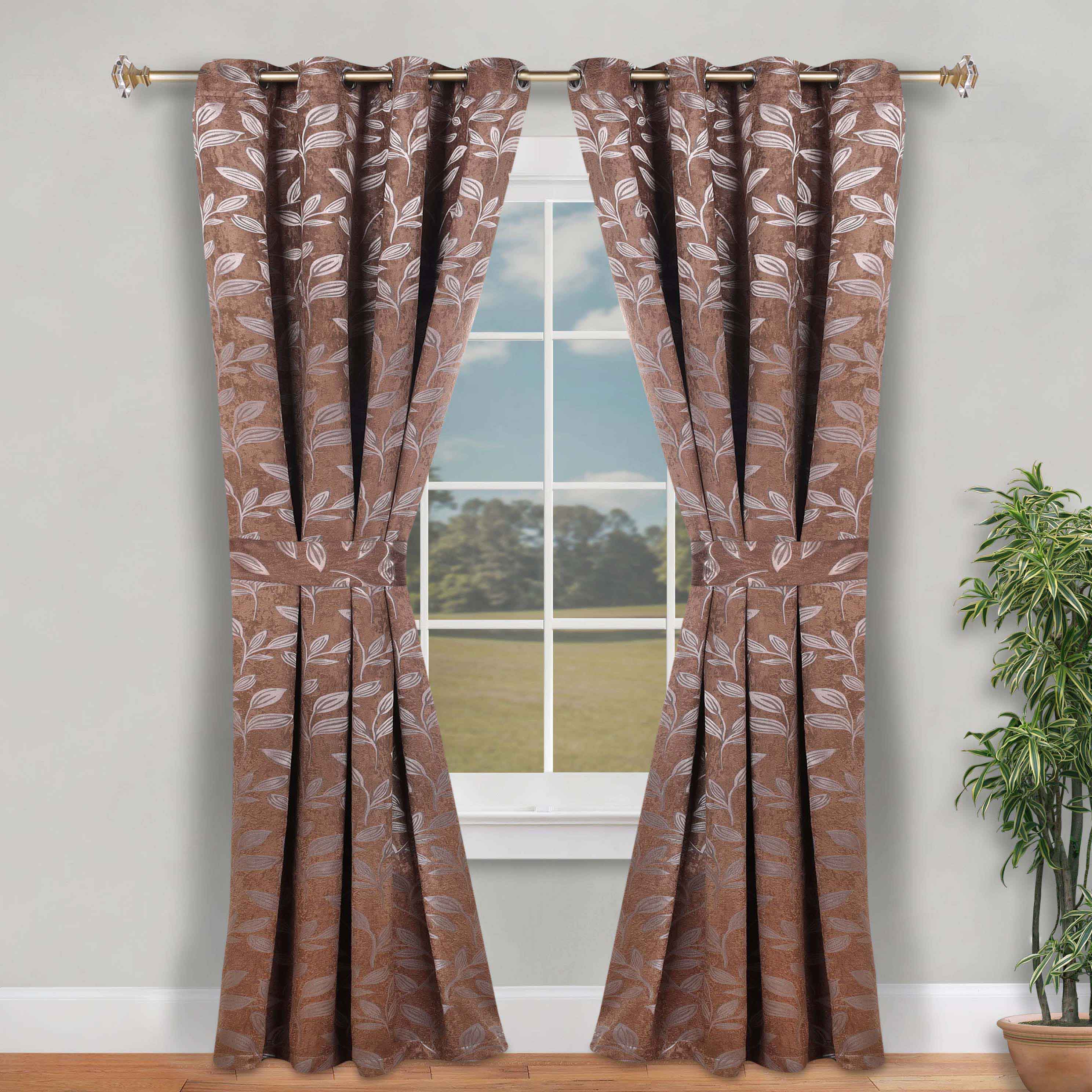 Leaves Machine Room Darkening Blackout Curtains, Set of 2 - Omnigoodsstore