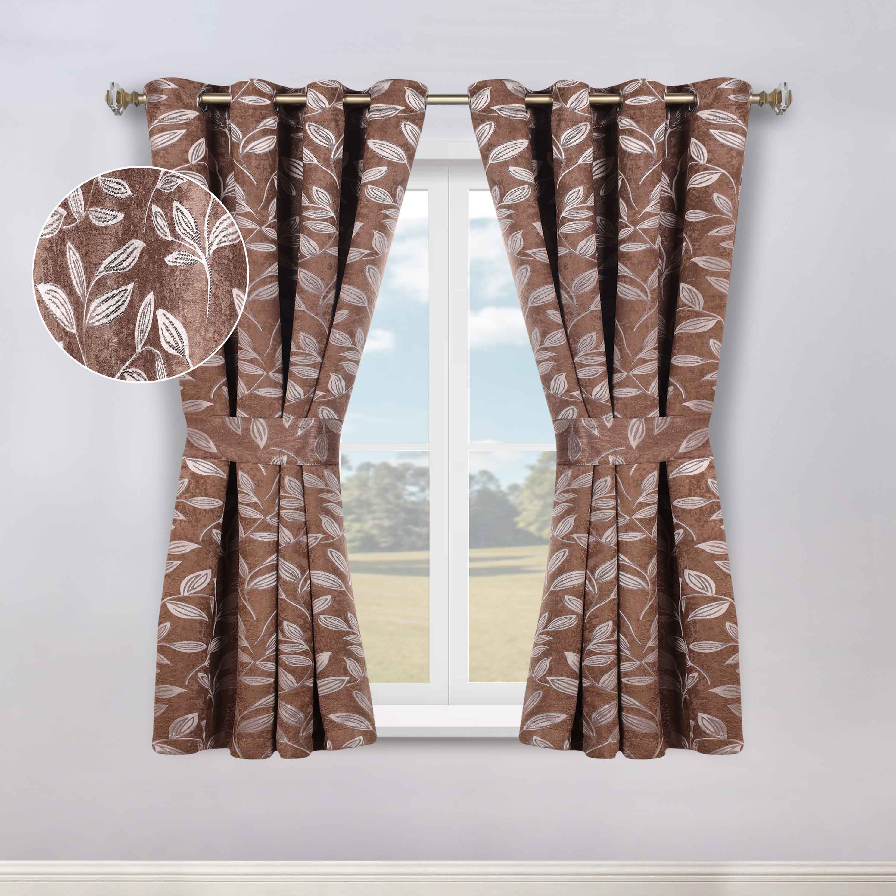Leaves Machine Room Darkening Blackout Curtains, Set of 2 - Omnigoodsstore