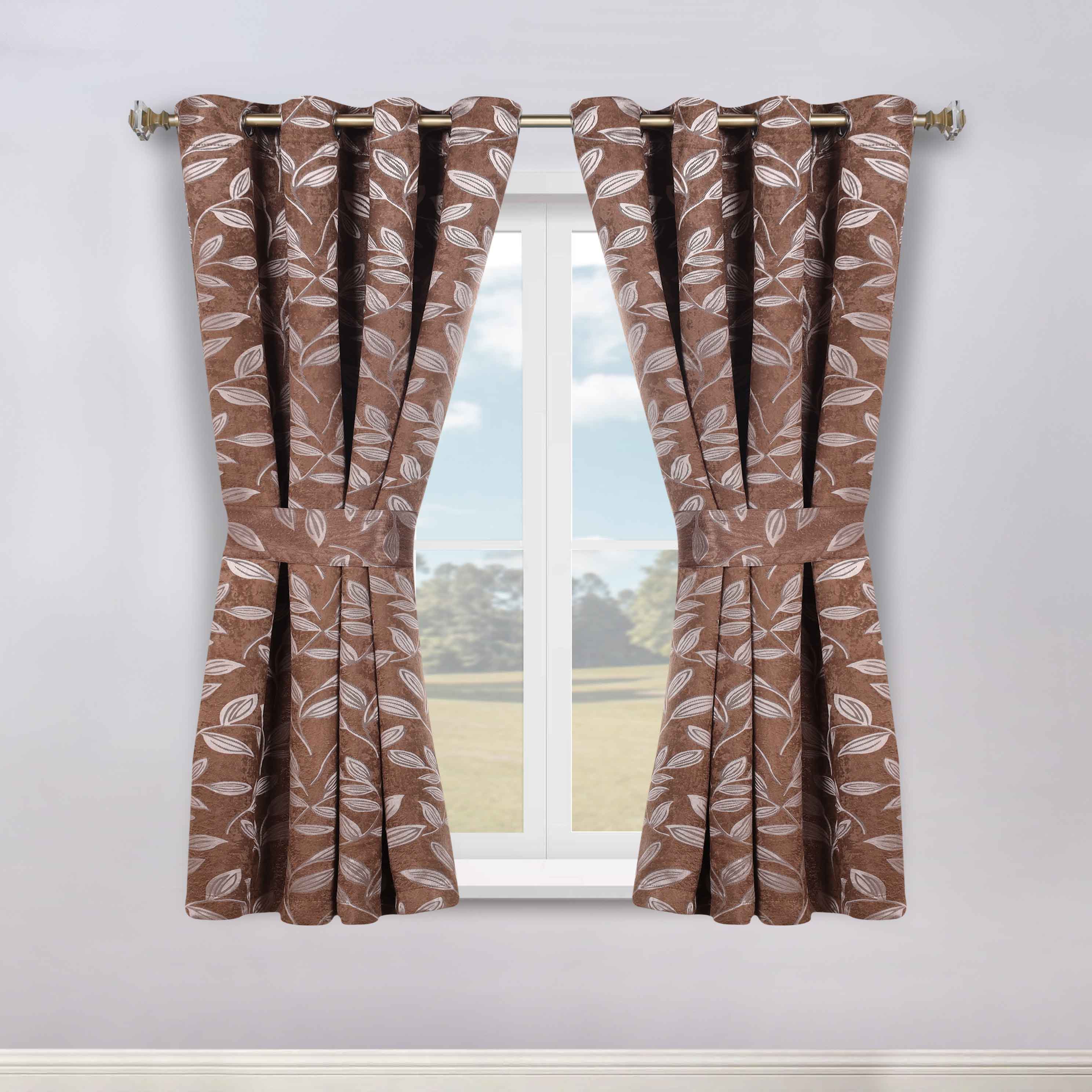 Leaves Machine Room Darkening Blackout Curtains, Set of 2 - Omnigoodsstore