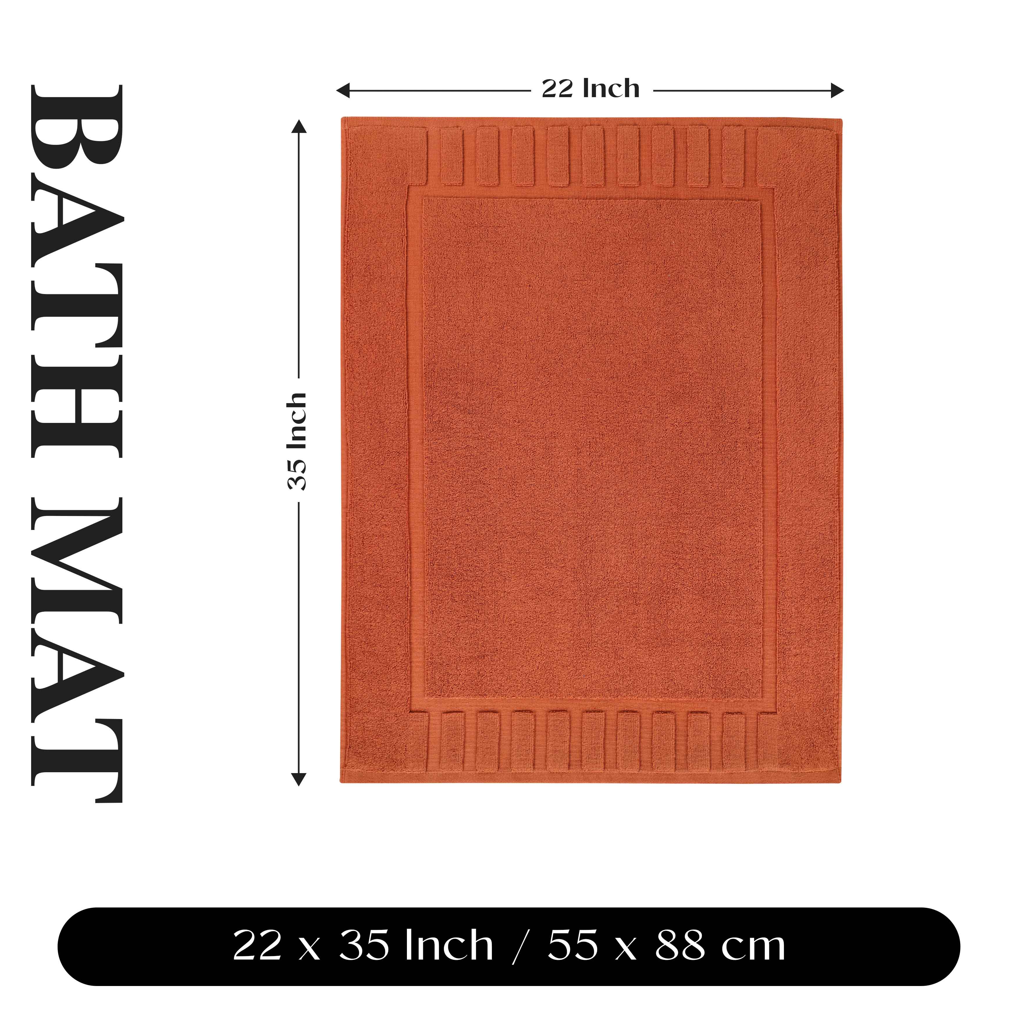 Leo Cotton Solid Modern Geometric Border Absorbent Bath Mat, Set of 2 - Omnigoodsstore