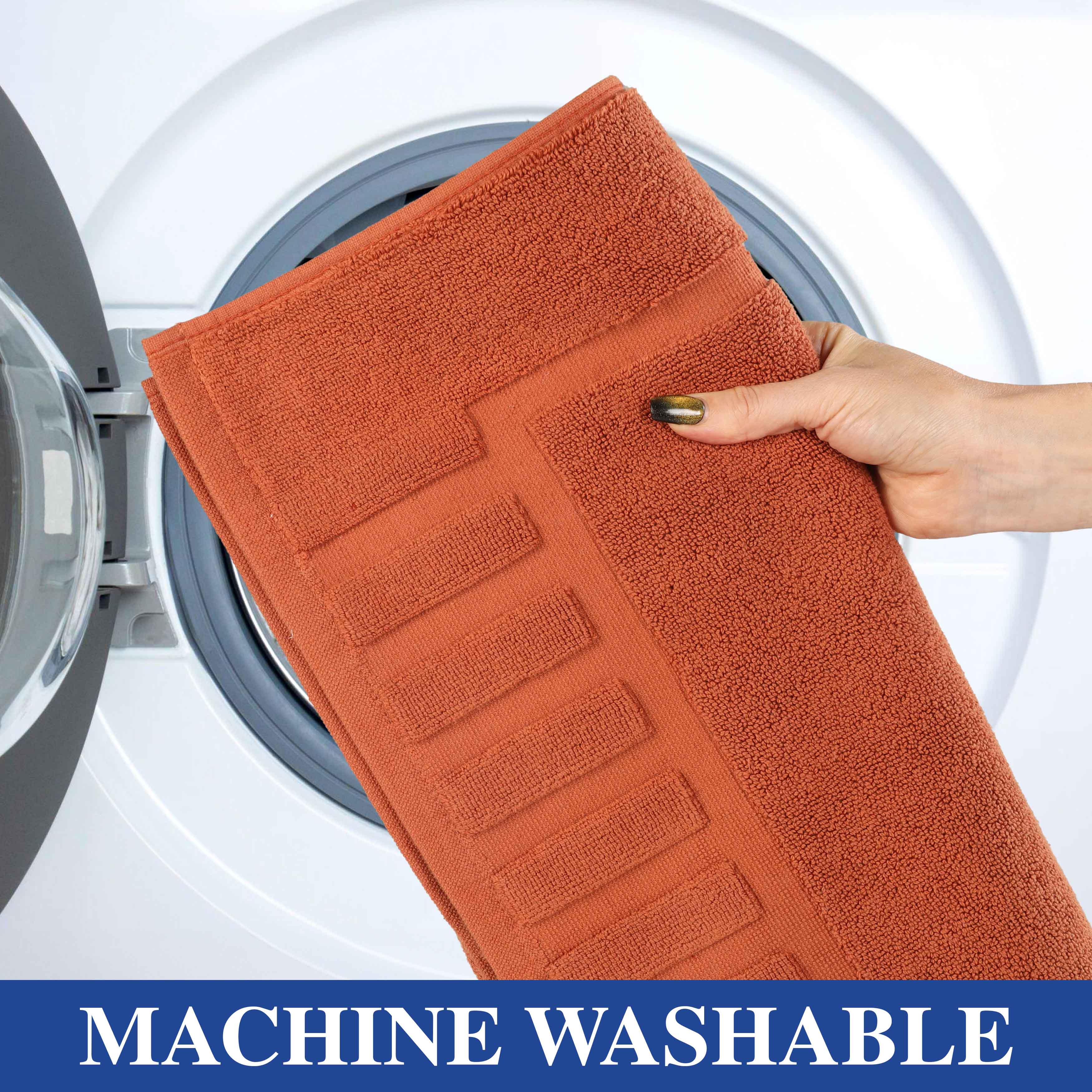 Leo Cotton Solid Modern Geometric Border Absorbent Bath Mat, Set of 2 - Omnigoodsstore