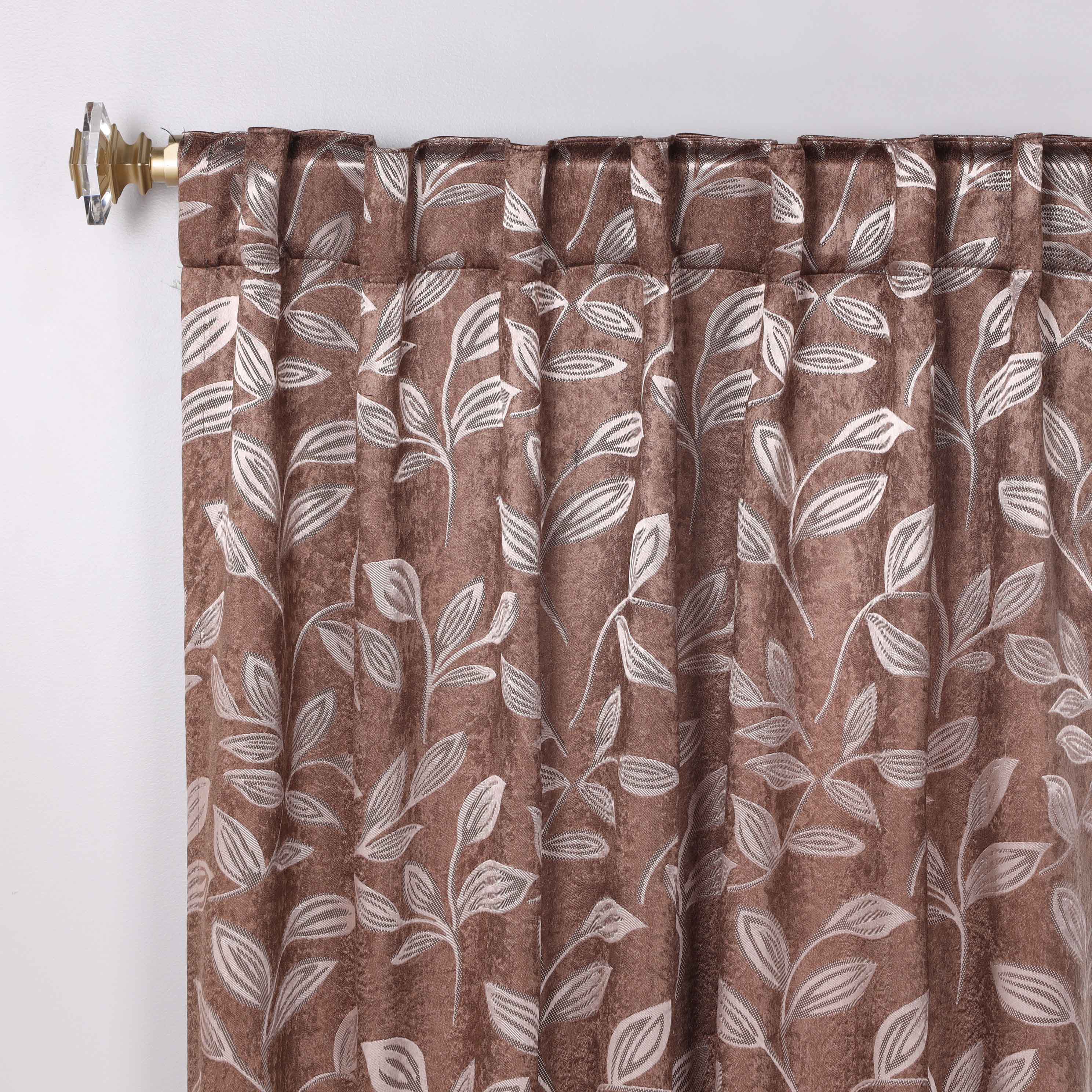 Superior Leaves Room Darkening Back Tab Blackout Curtains Panel Set - Omnigoodsstore