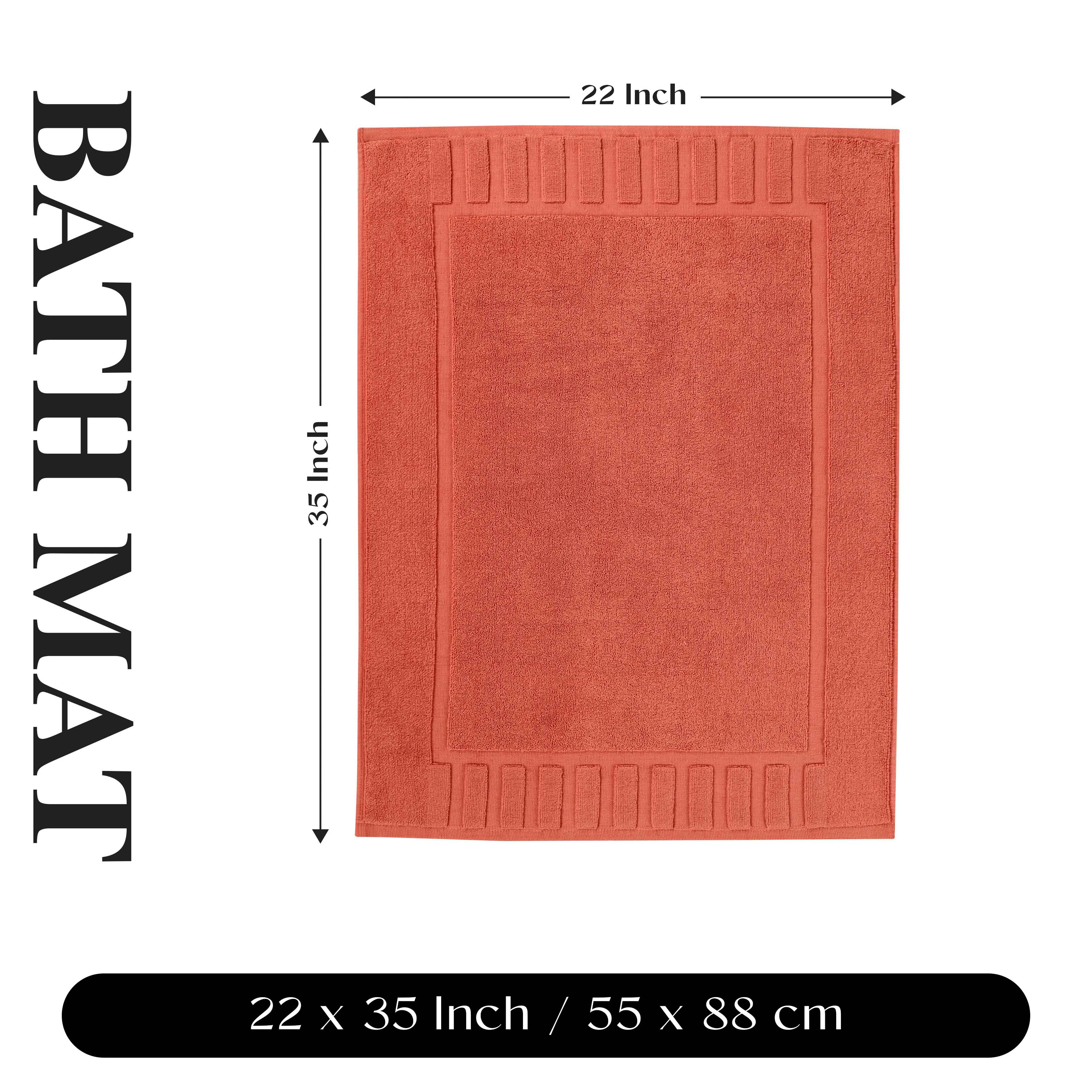 Leo Cotton Solid Modern Geometric Border Absorbent Bath Mat, Set of 2 - Omnigoodsstore