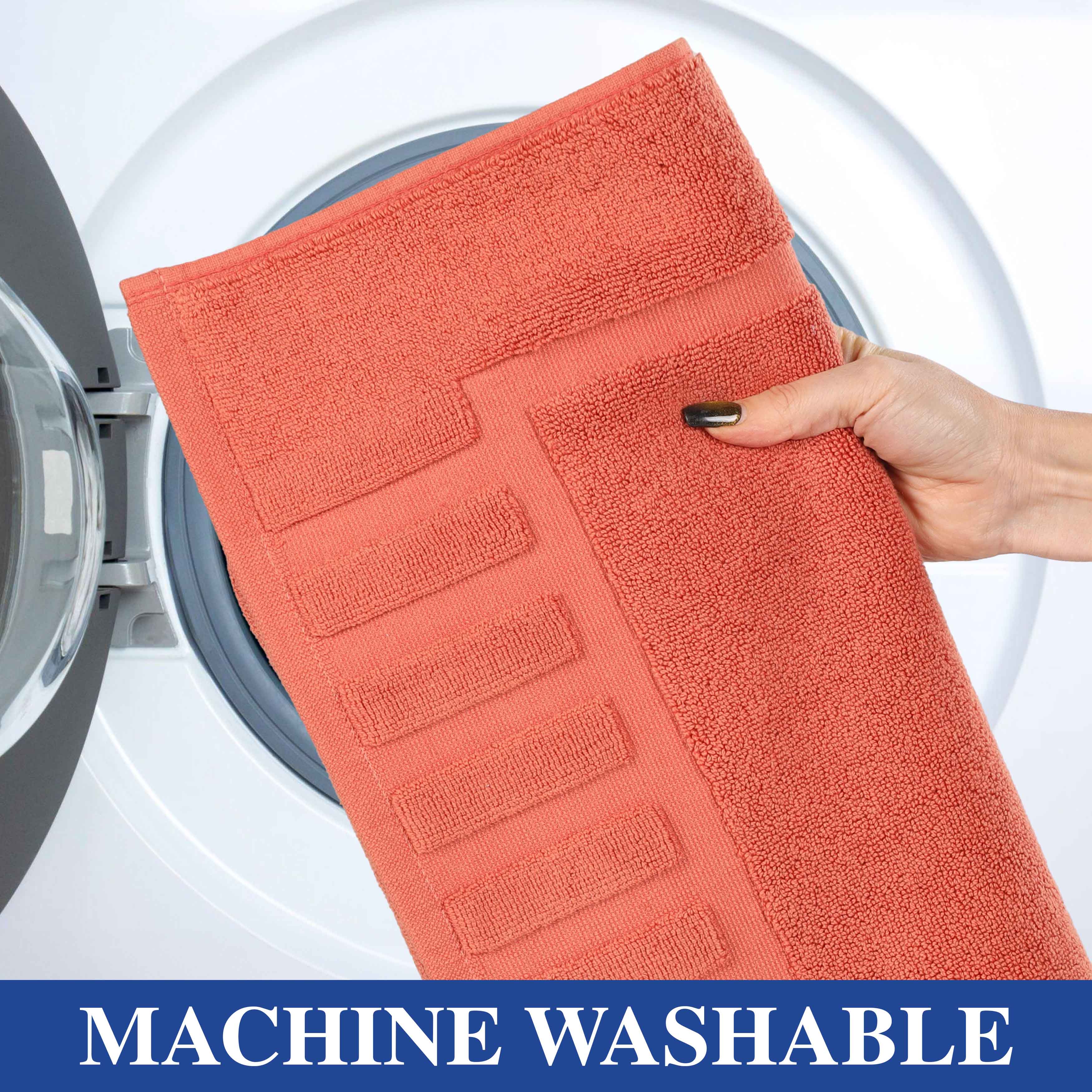 Leo Cotton Solid Modern Geometric Border Absorbent Bath Mat, Set of 2 - Omnigoodsstore