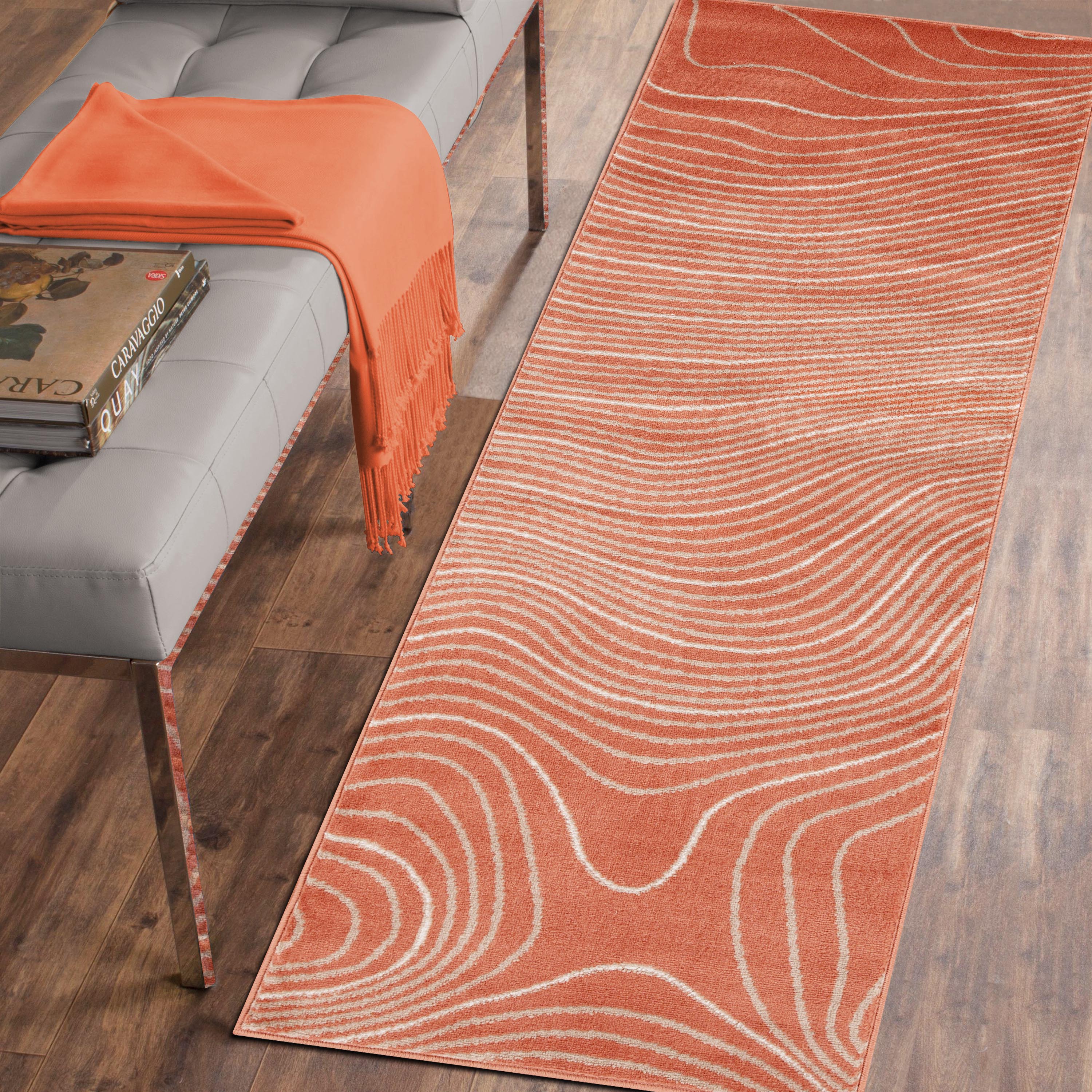 Veer Modern Abstract Wood Grain Indoor Area Rug or Runner - Omnigoodsstore