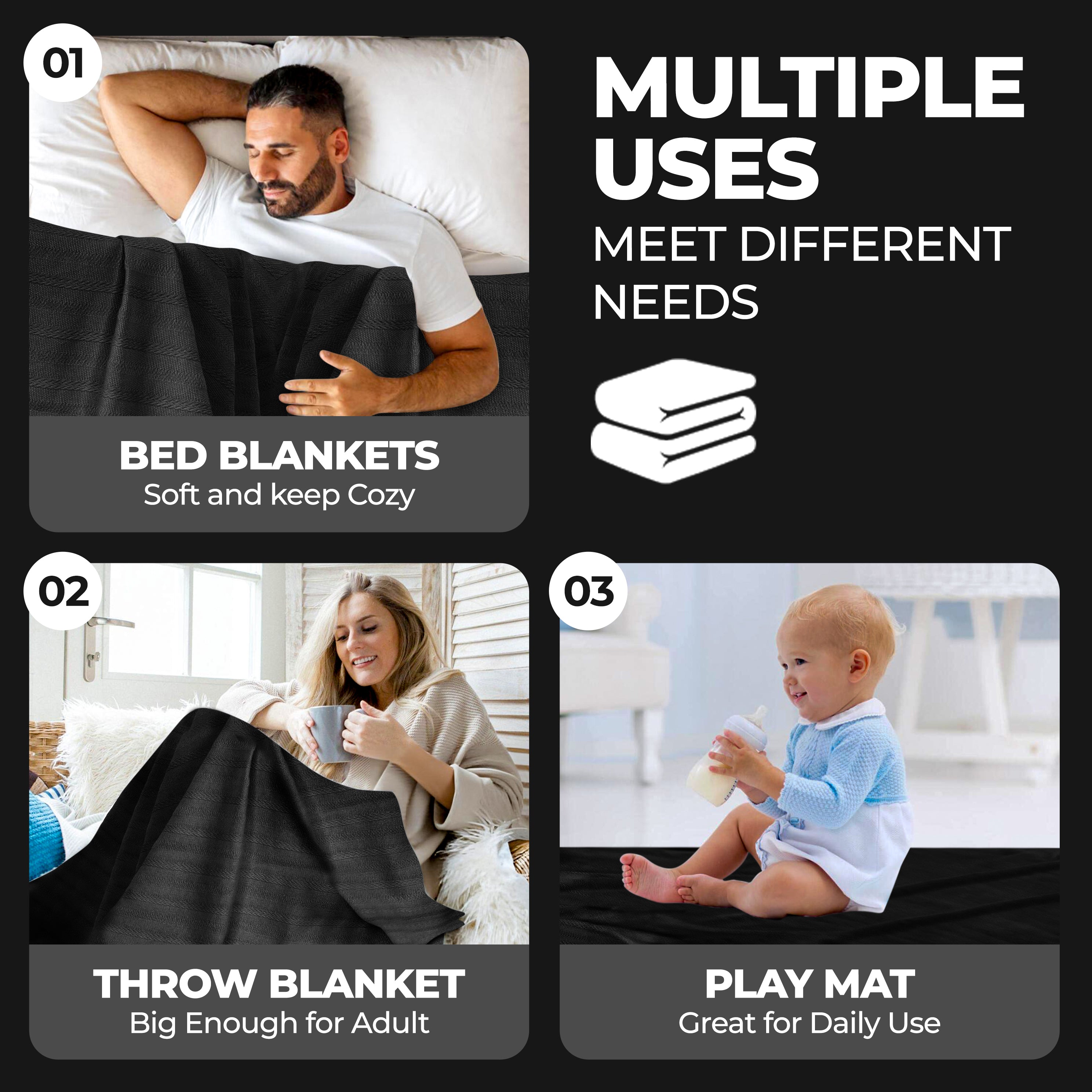 Clara Cotton Textured Striped Lightweight Woven Blanket - Omnigoodsstore