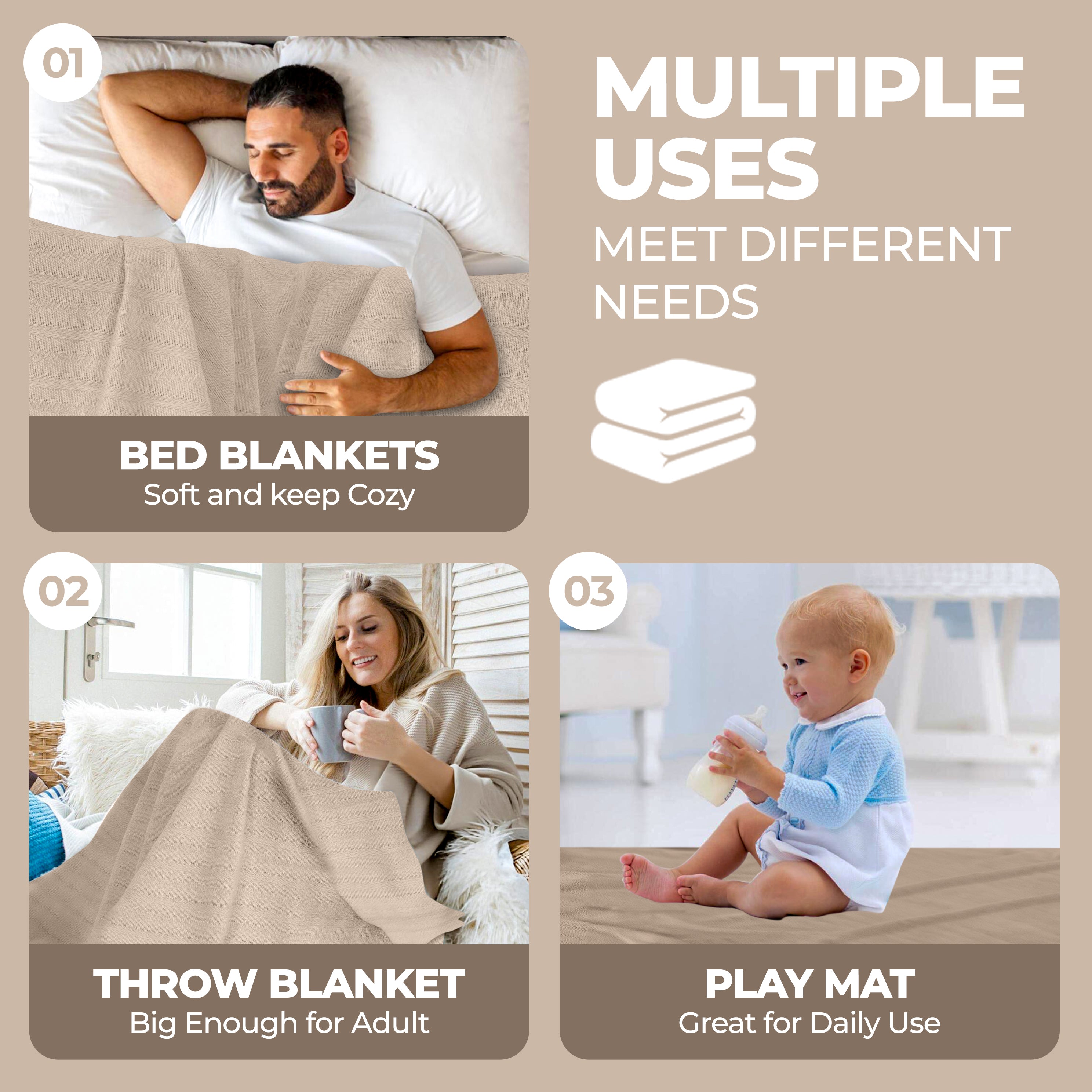 Clara Cotton Textured Striped Lightweight Woven Blanket - Omnigoodsstore