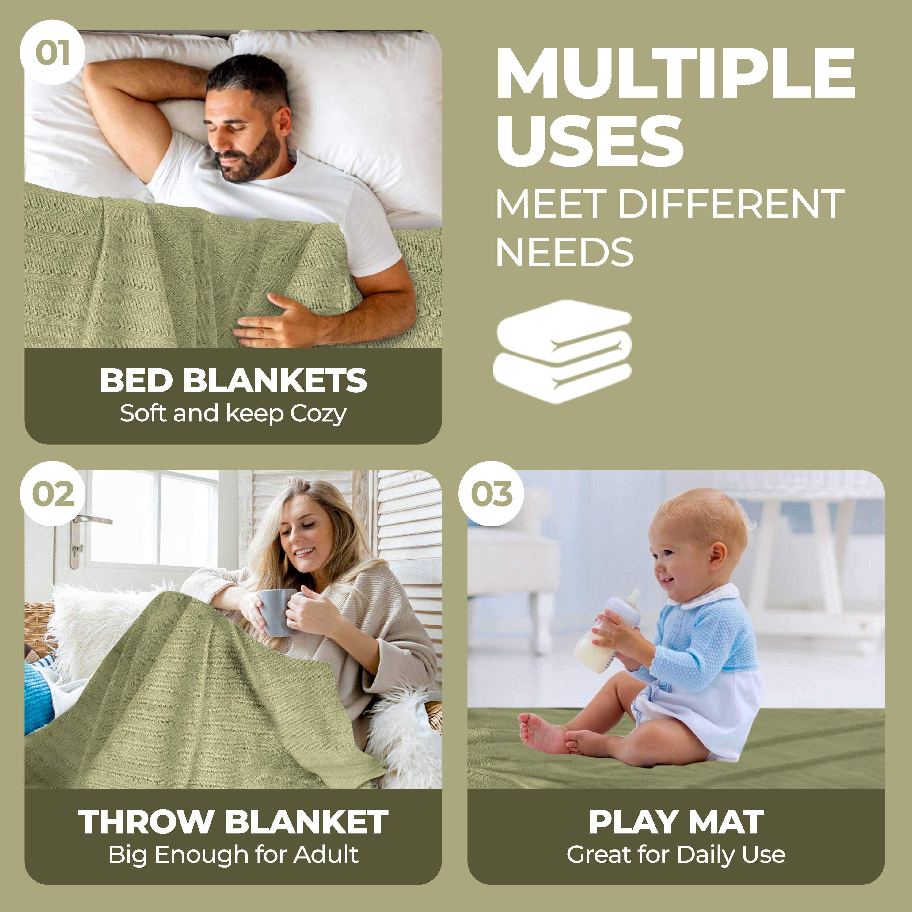 Clara Cotton Textured Striped Lightweight Woven Blanket - Omnigoodsstore