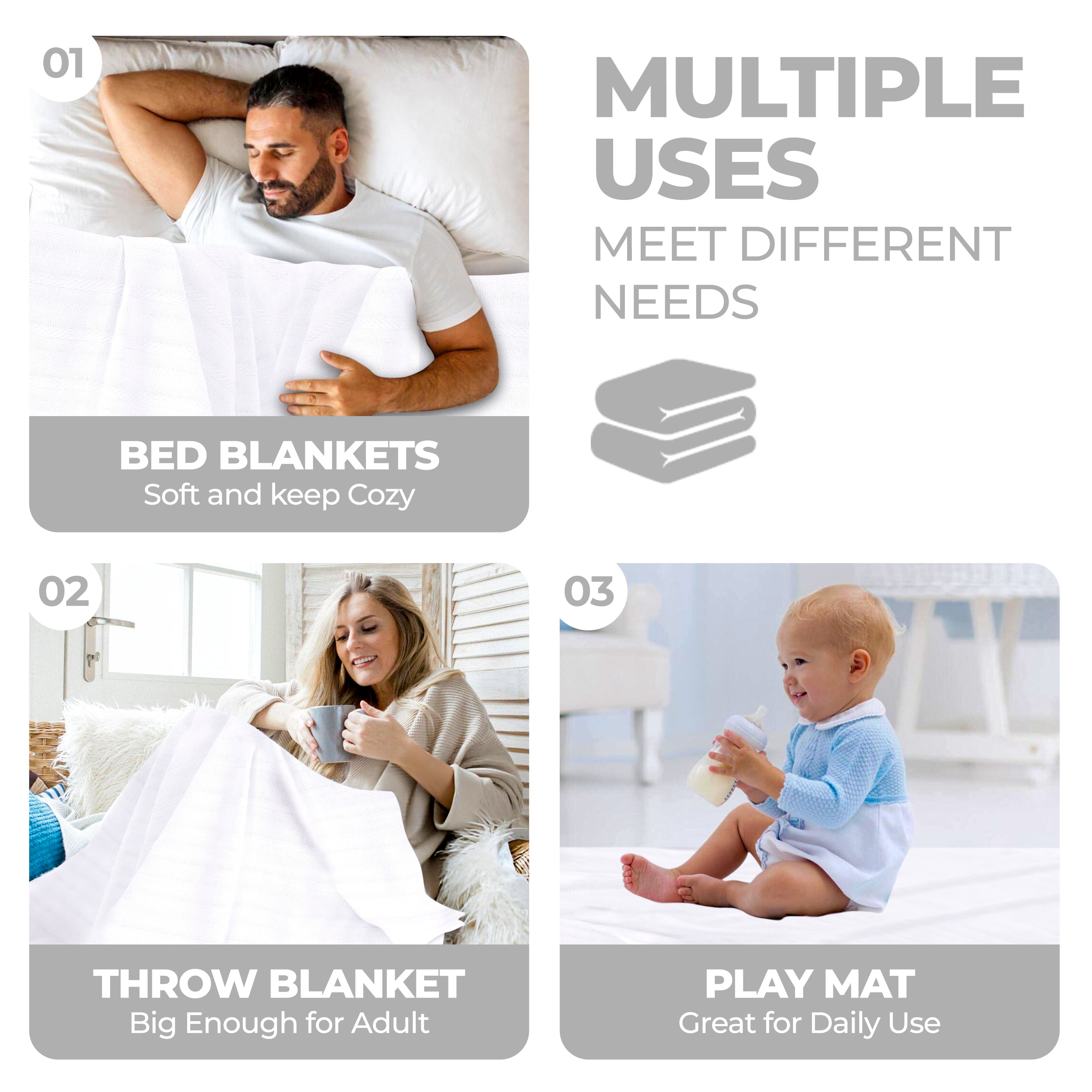 Clara Cotton Textured Striped Lightweight Woven Blanket - Omnigoodsstore