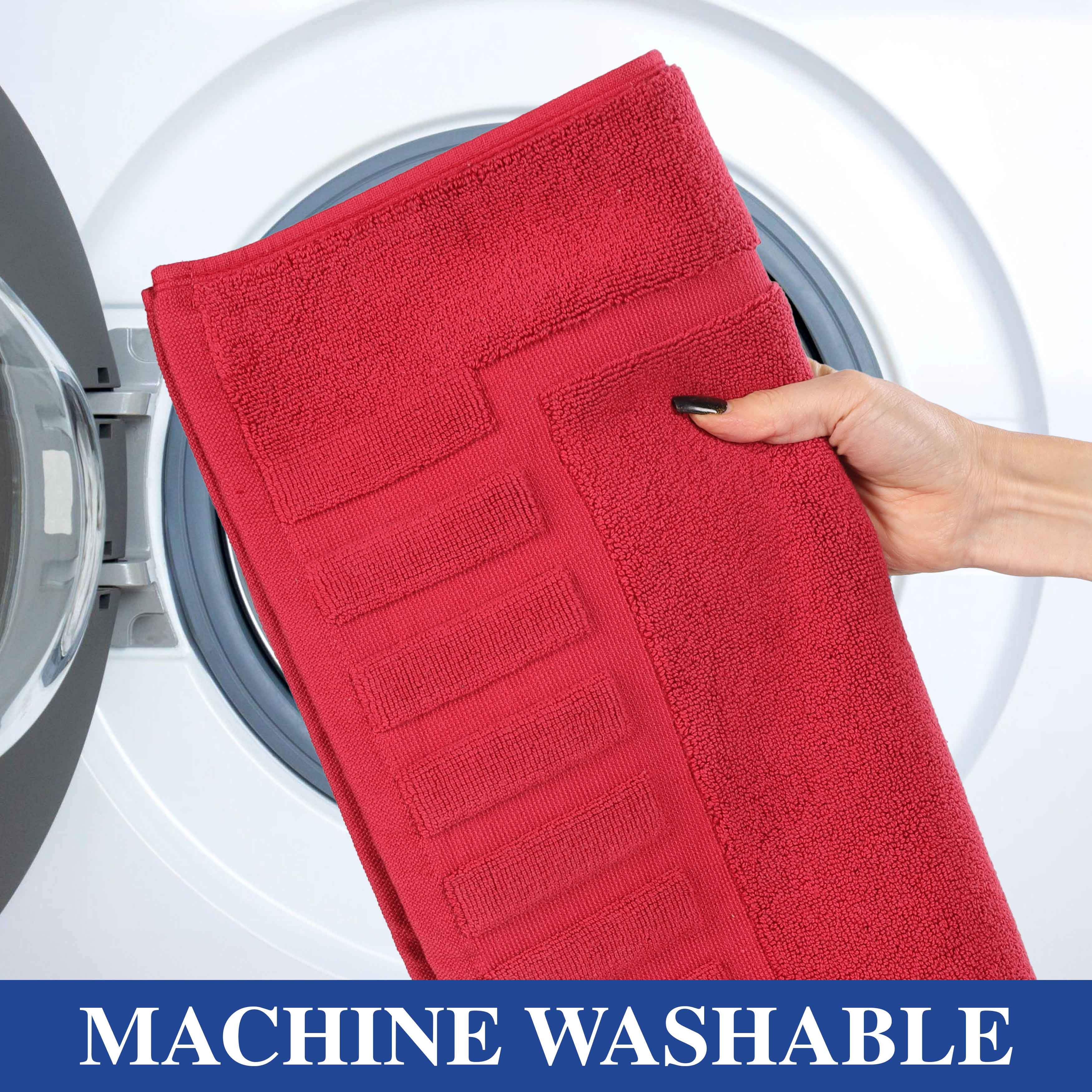 Leo Cotton Solid Modern Geometric Border Absorbent Bath Mat, Set of 2 - Omnigoodsstore