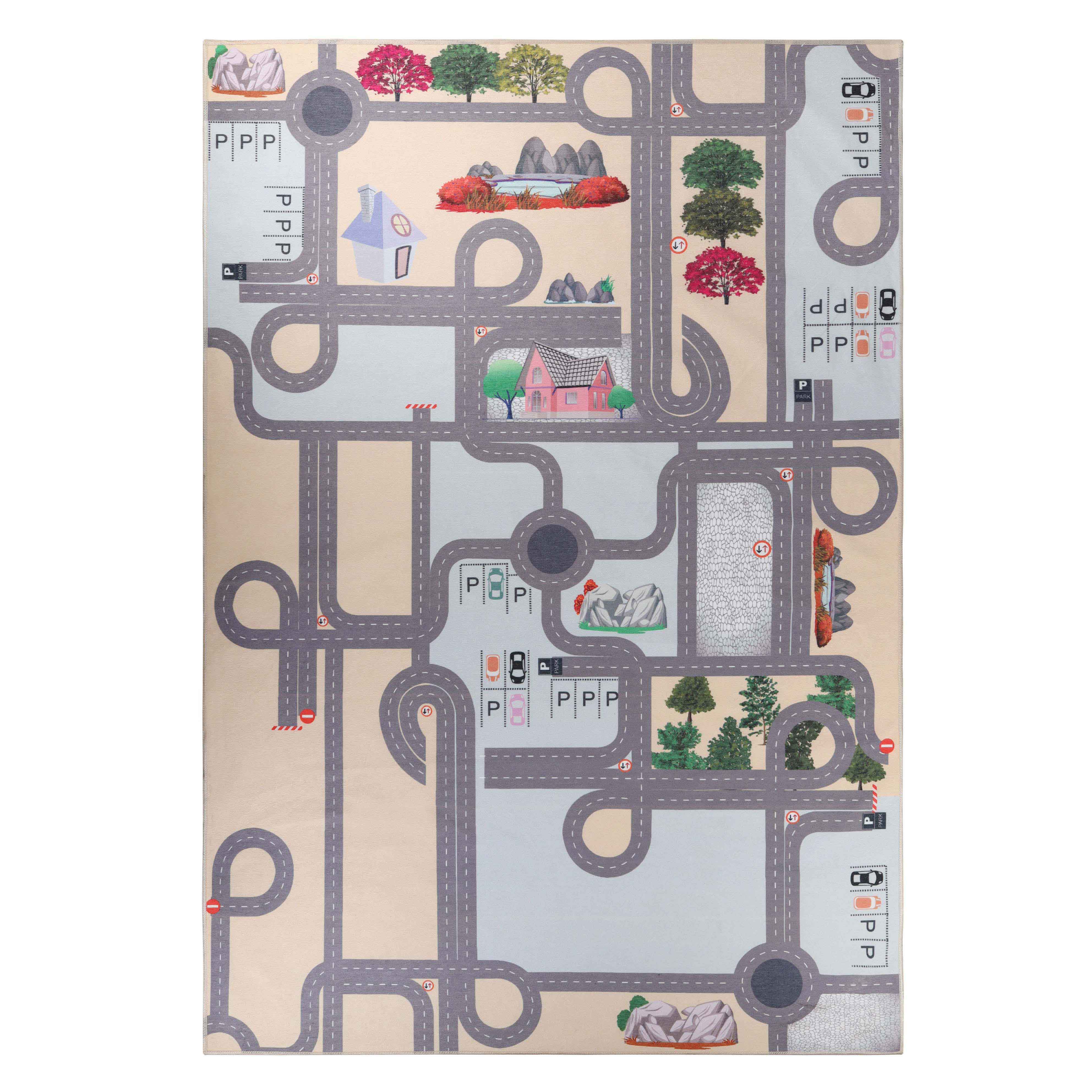 Country Road Non-Slip Kids Playroom Nursery Washable Indoor Area Rug - Omnigoodsstore