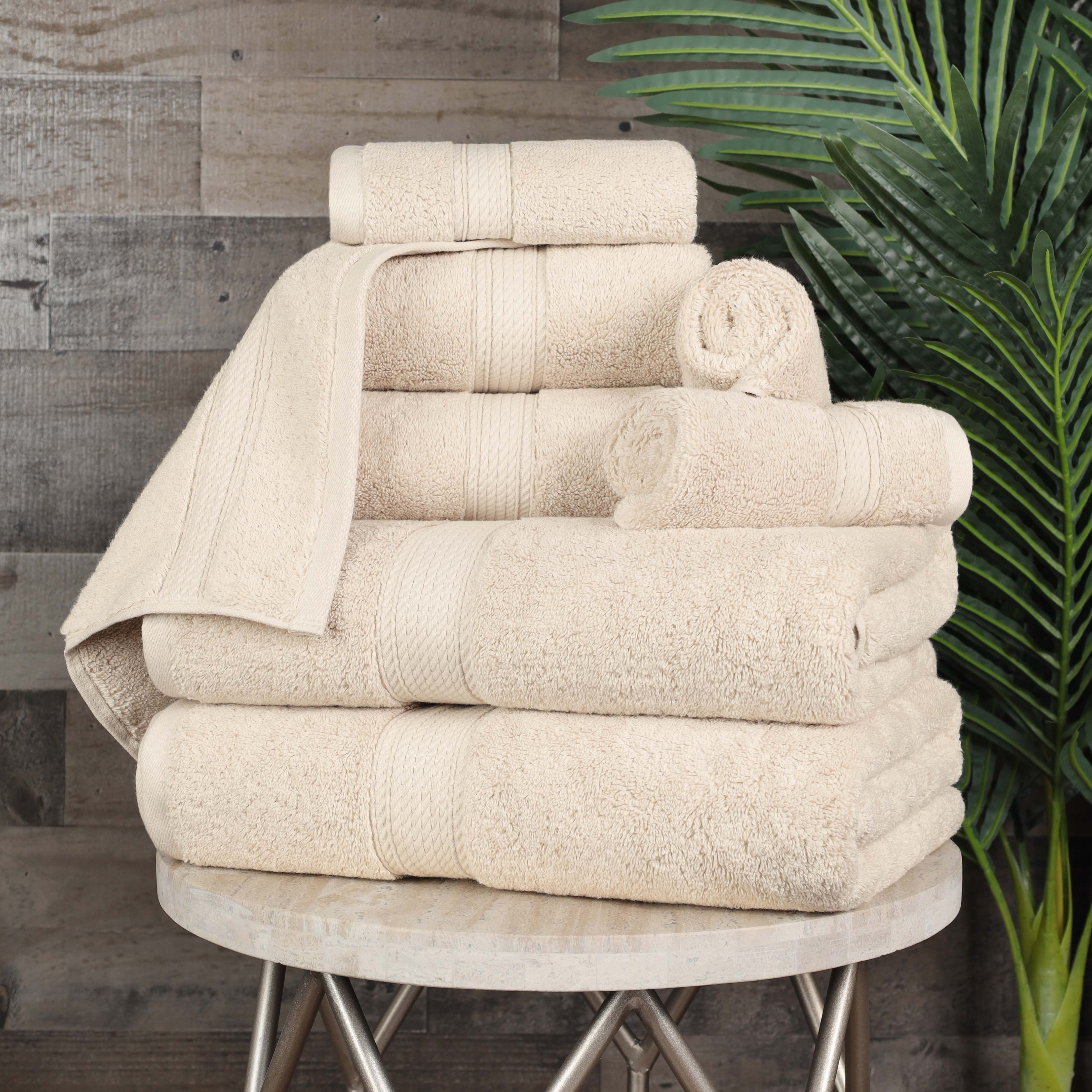 Egyptian Cotton Pile Plush Heavyweight Luxury Soft 8-Piece Towel Set - Omnigoodsstore