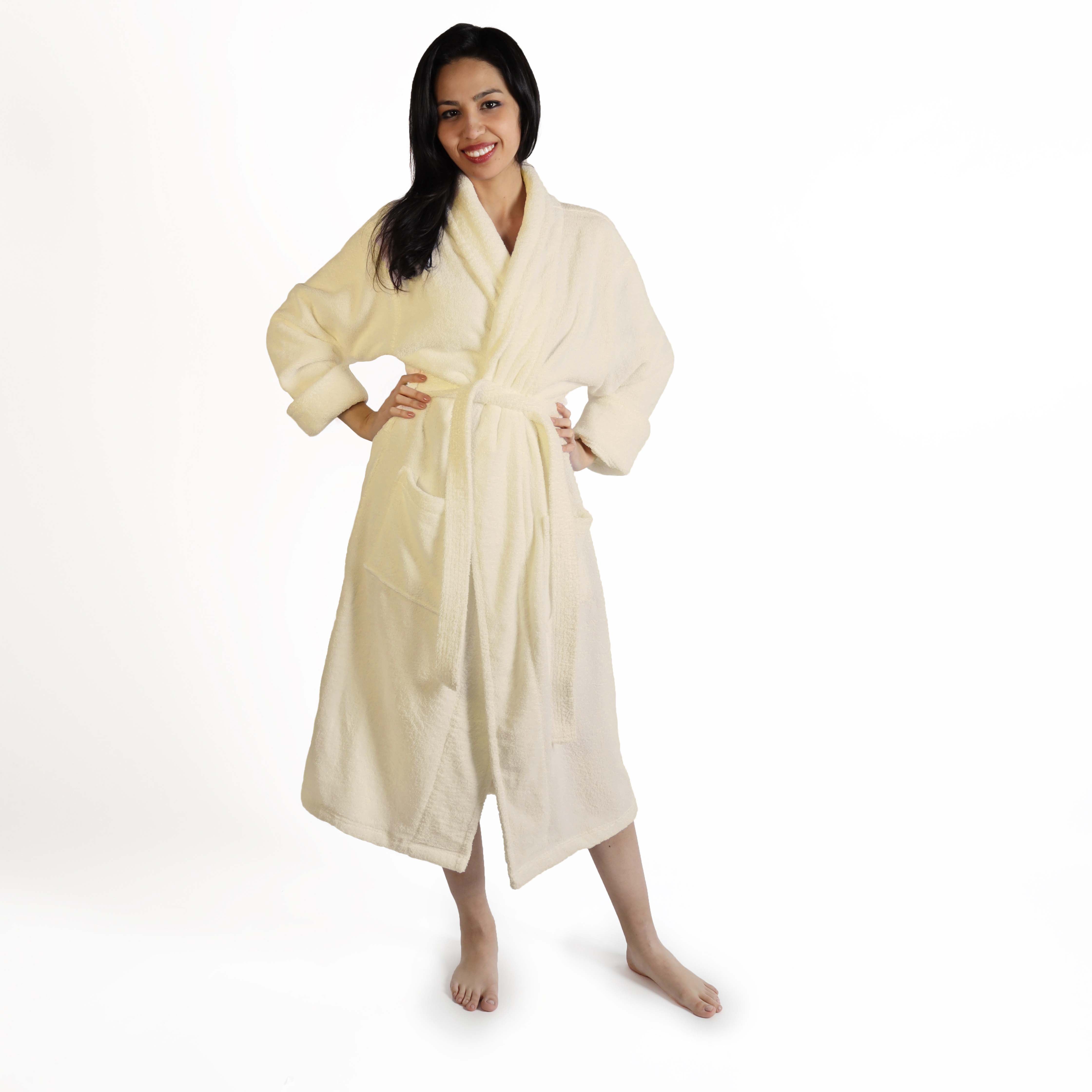 Classic Women's Bath Robe Turkish Cotton Bathrobe with Adjustable Belt - Omnigoodsstore