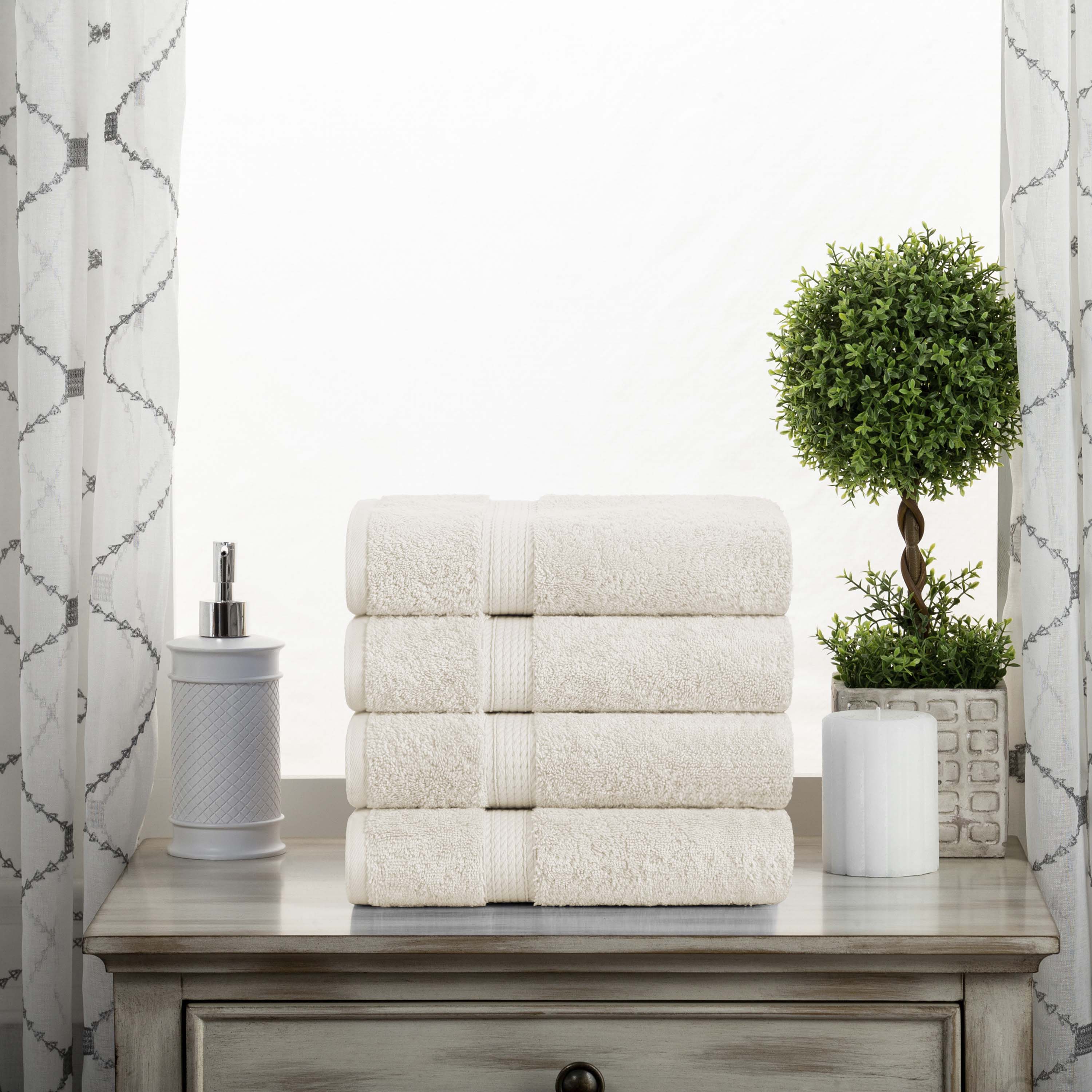 Egyptian Cotton Pile Plush Heavyweight Luxury Soft Hand Towel Set of 4 - Omnigoodsstore