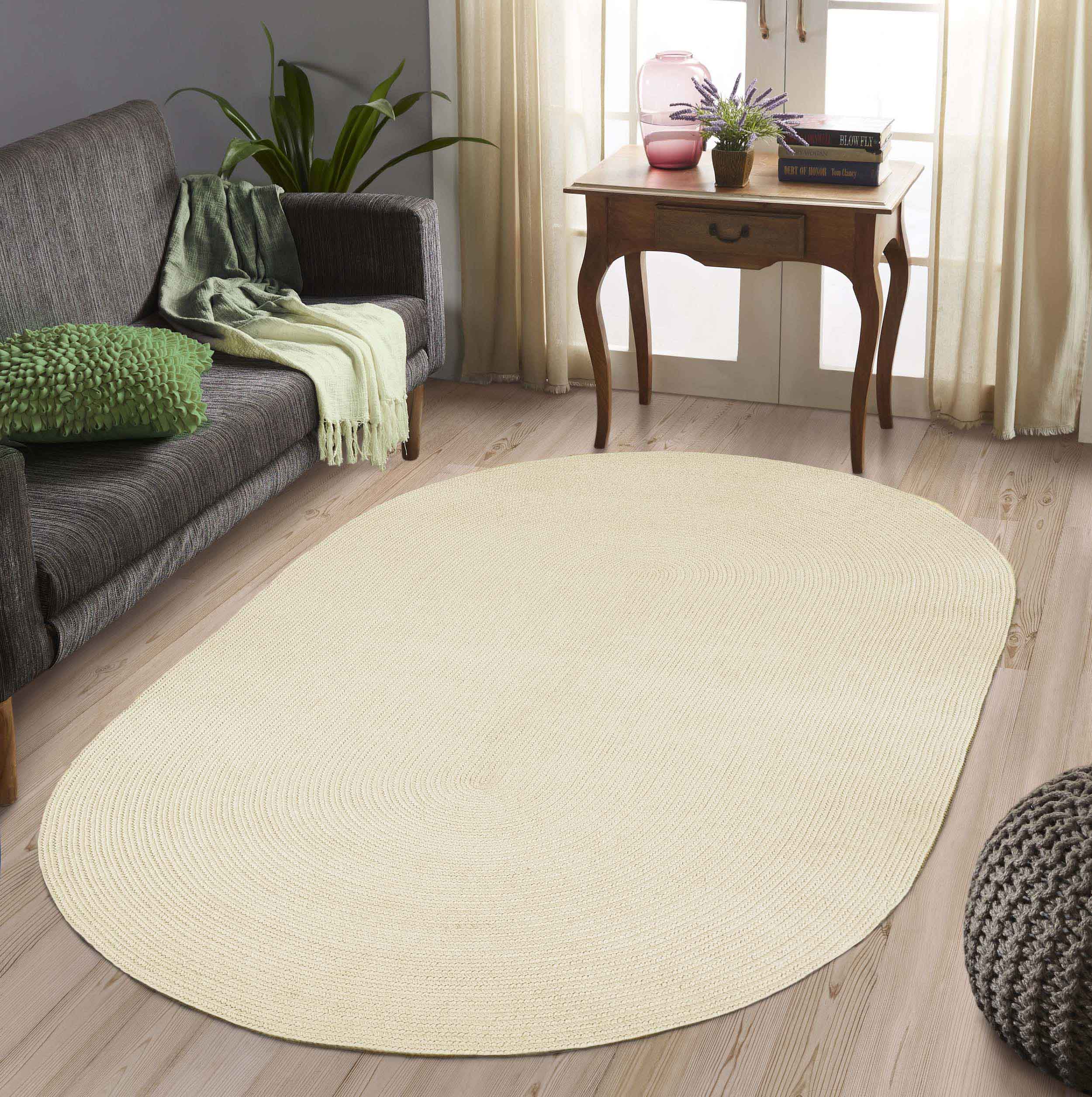 Classic Braided Area Rug Indoor Outdoor Rugs Oval - Omnigoodsstore