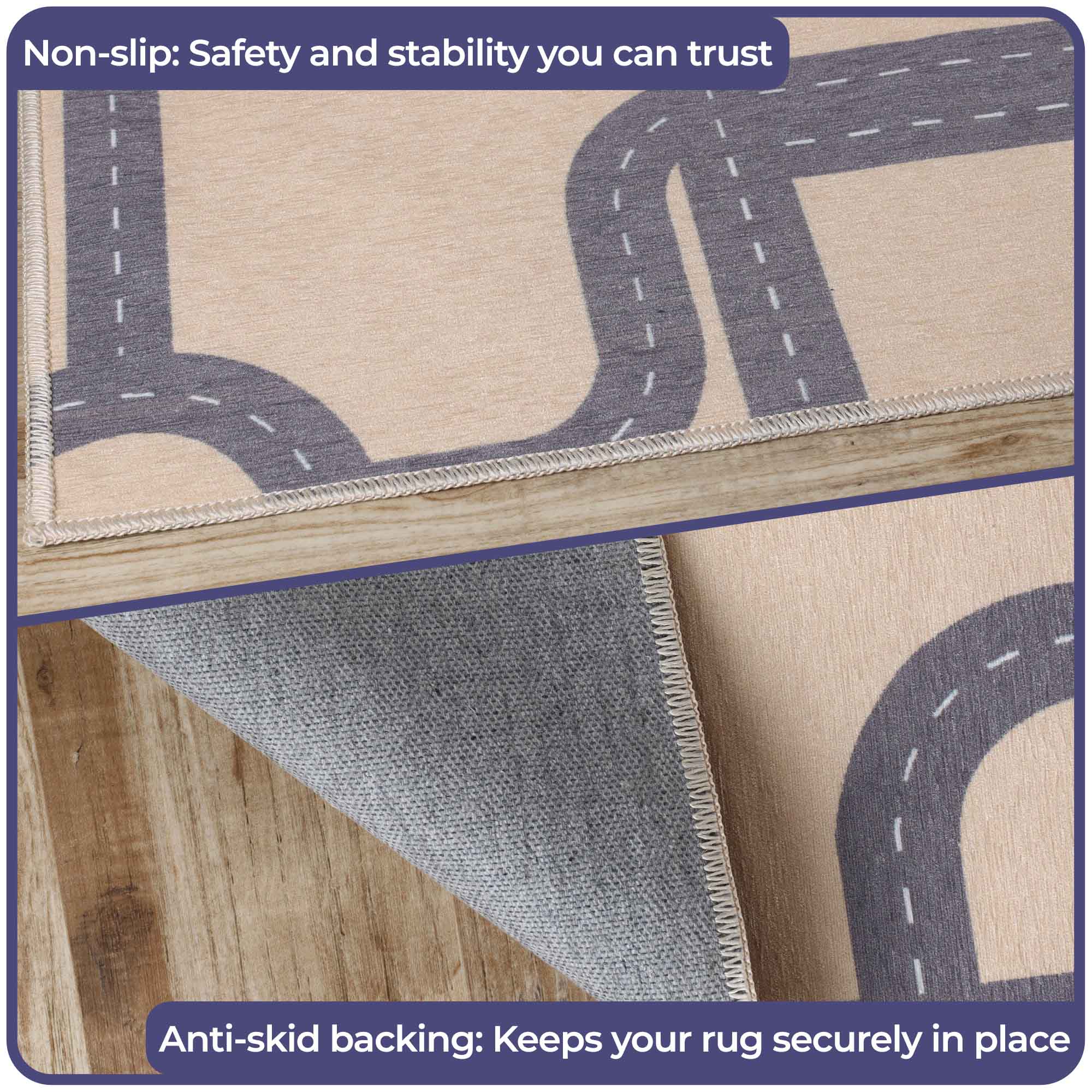 Country Road Non-Slip Kids Playroom Nursery Washable Indoor Area Rug - Omnigoodsstore