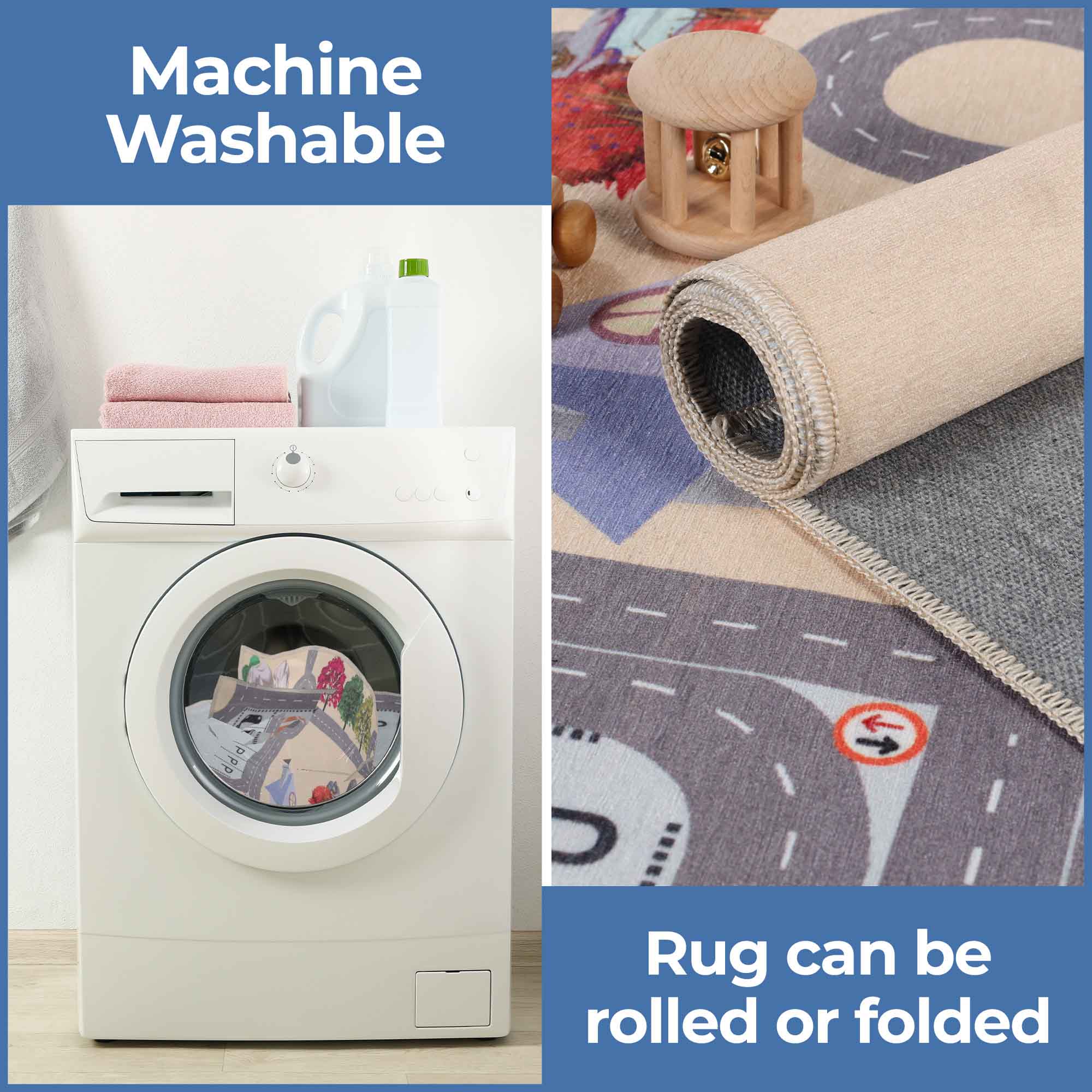 Country Road Non-Slip Kids Playroom Nursery Washable Indoor Area Rug - Omnigoodsstore