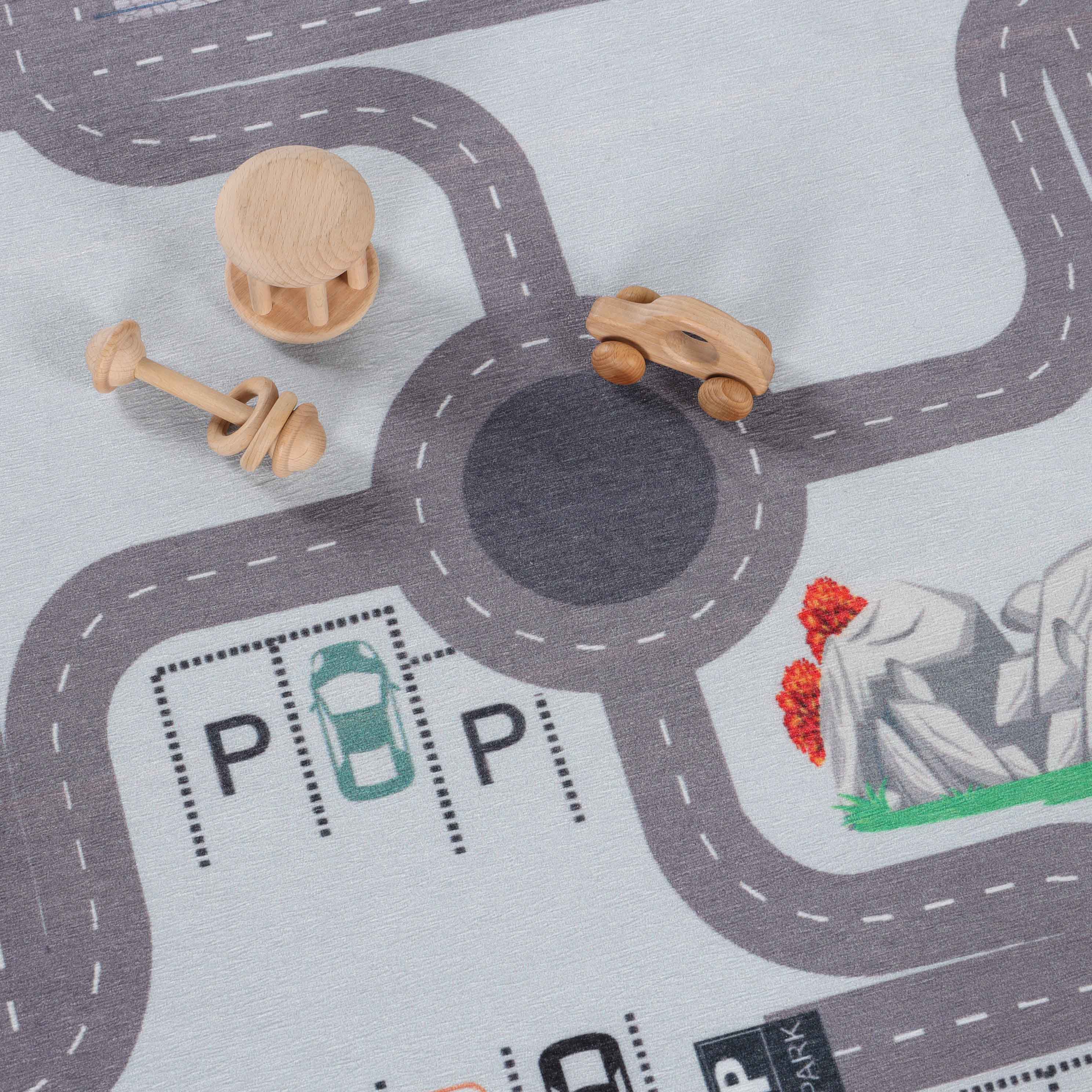 Country Road Non-Slip Kids Playroom Nursery Washable Indoor Area Rug - Omnigoodsstore