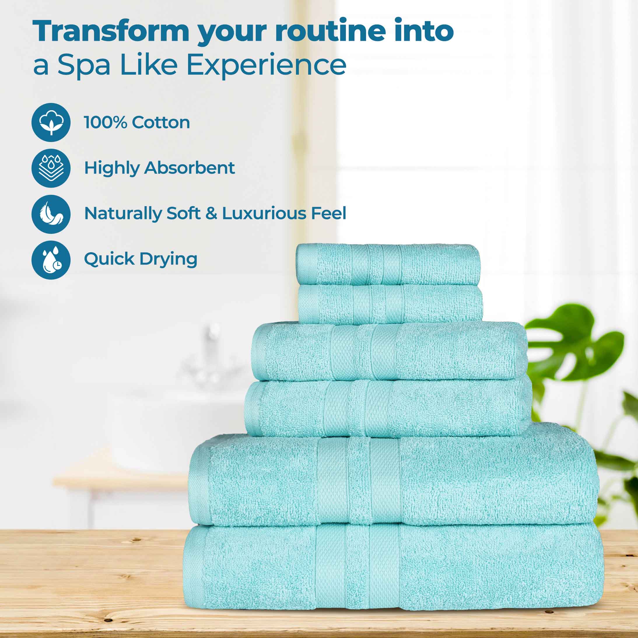 Cotton Ultra Soft 6 Piece Solid Towel Set - Omnigoodsstore