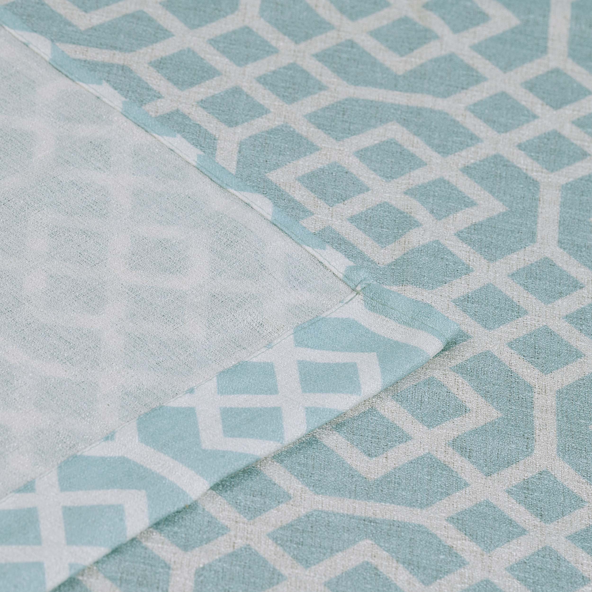 Printed Honey Comb Sheer Curtain Panel Set with Grommet Top Header - Omnigoodsstore